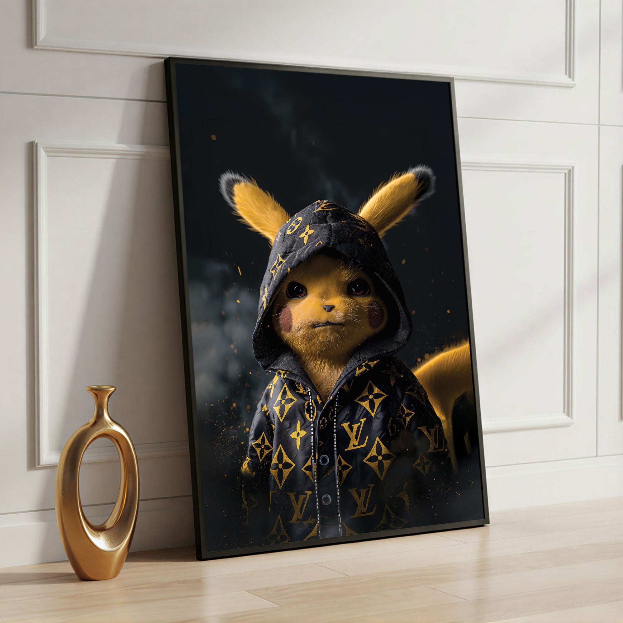 The Castle Decor Pikachu Inspired Wall Art – Motivational Pop Art Poster, Luxury Sparkle Finish Wall Décor, 20×30 Inch for Home, Office & Gaming Room