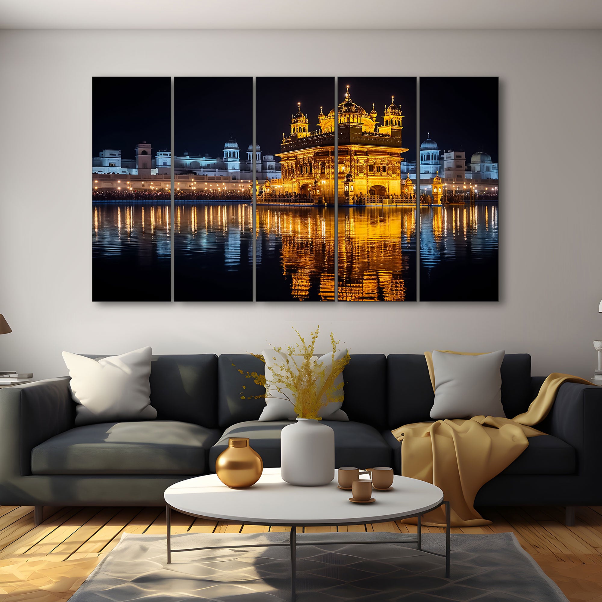 Golden Temple Painting with frame Big Size Wall Art for living room,Bedroom,Drawing room,Hotels