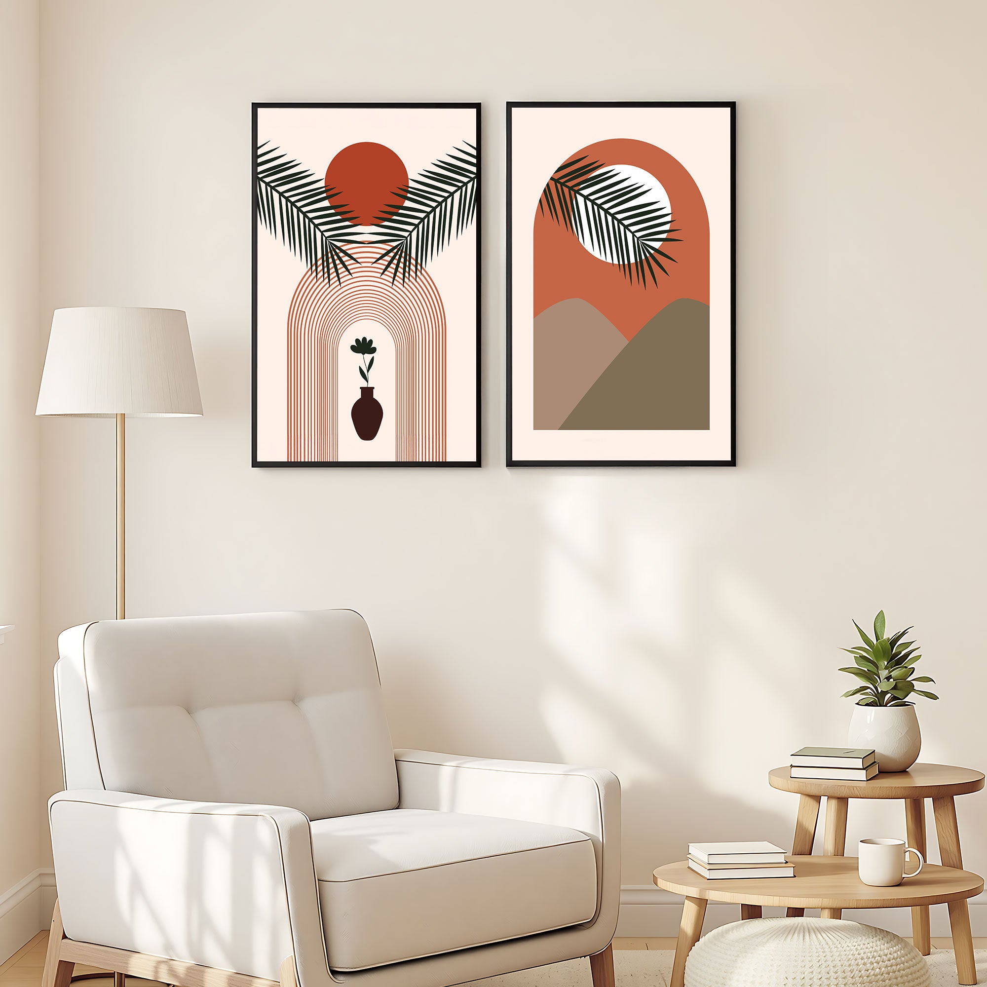 The Castle Decor Boho Wall Art for Living Room Big Size | Framed Abstract Botanical Paintings for Living Room & Bedroom | Modern Home Decoration & Perfect Gifting Option | Set of 2 (11×17 Inch Each)12