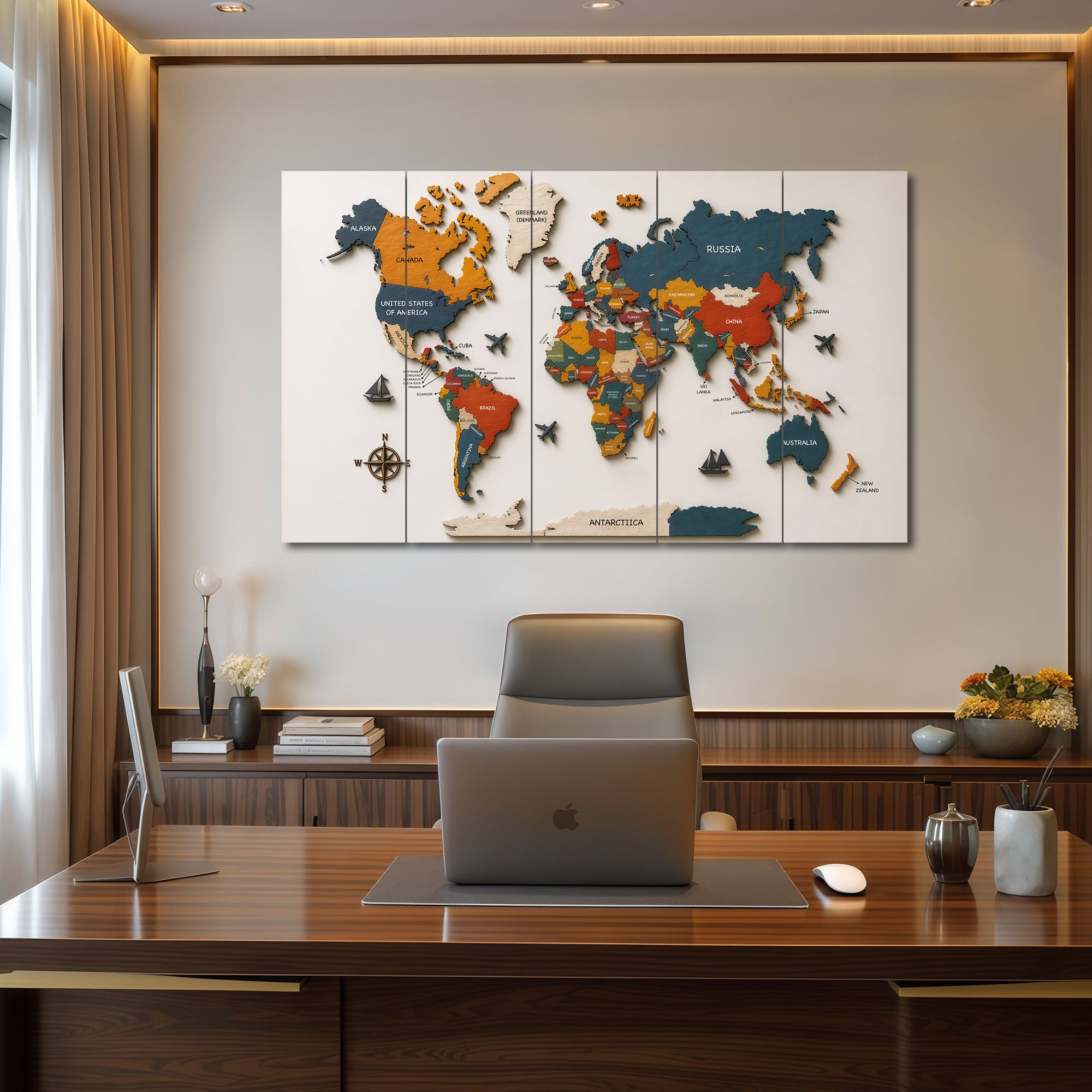 Map Painting with frame Big Size Wall Art for living room,Bedroom,Drawing room,Hotels