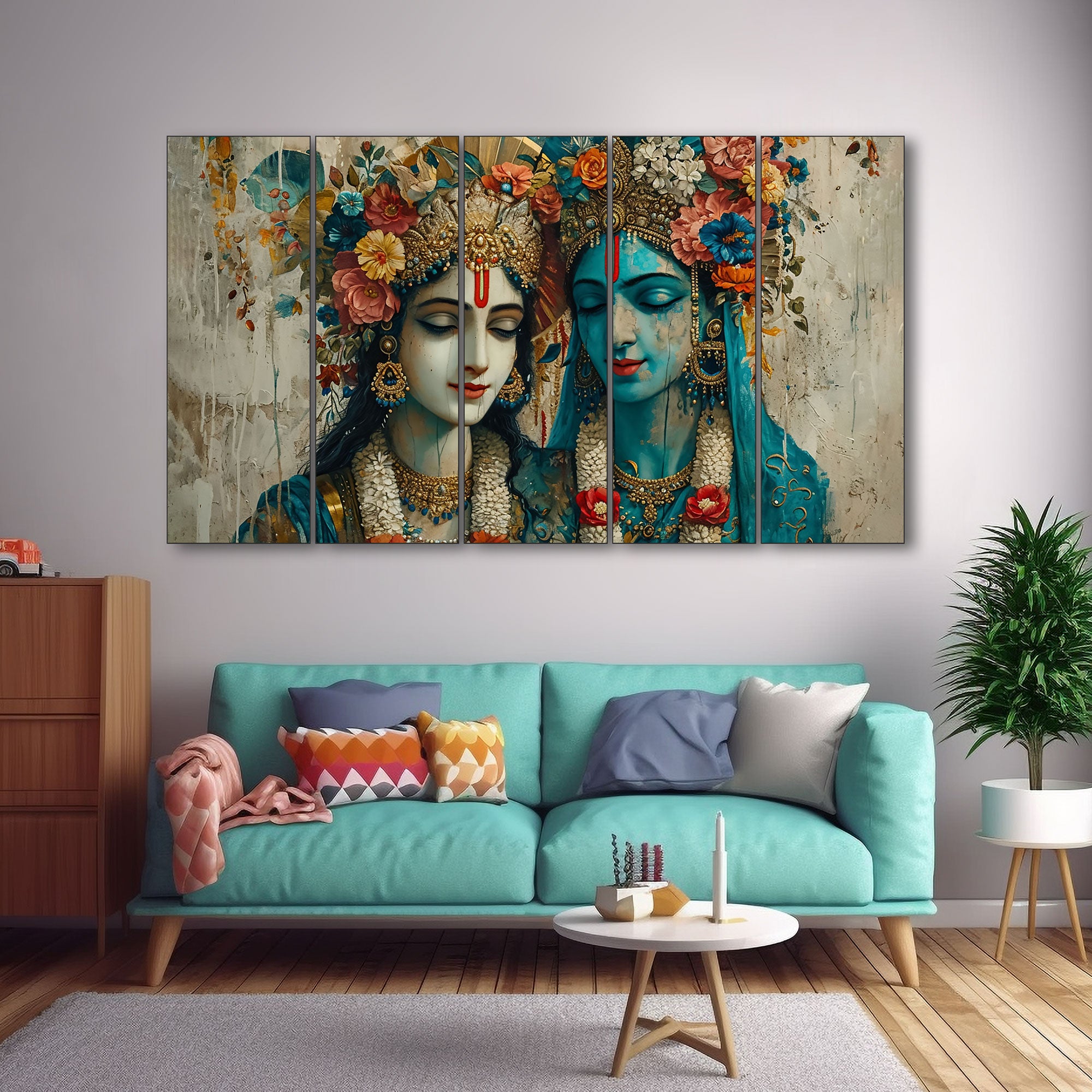 Radha Krishna Painting with frame Big Size Wall Art for living room,Bedroom,Drawing room,Hotels