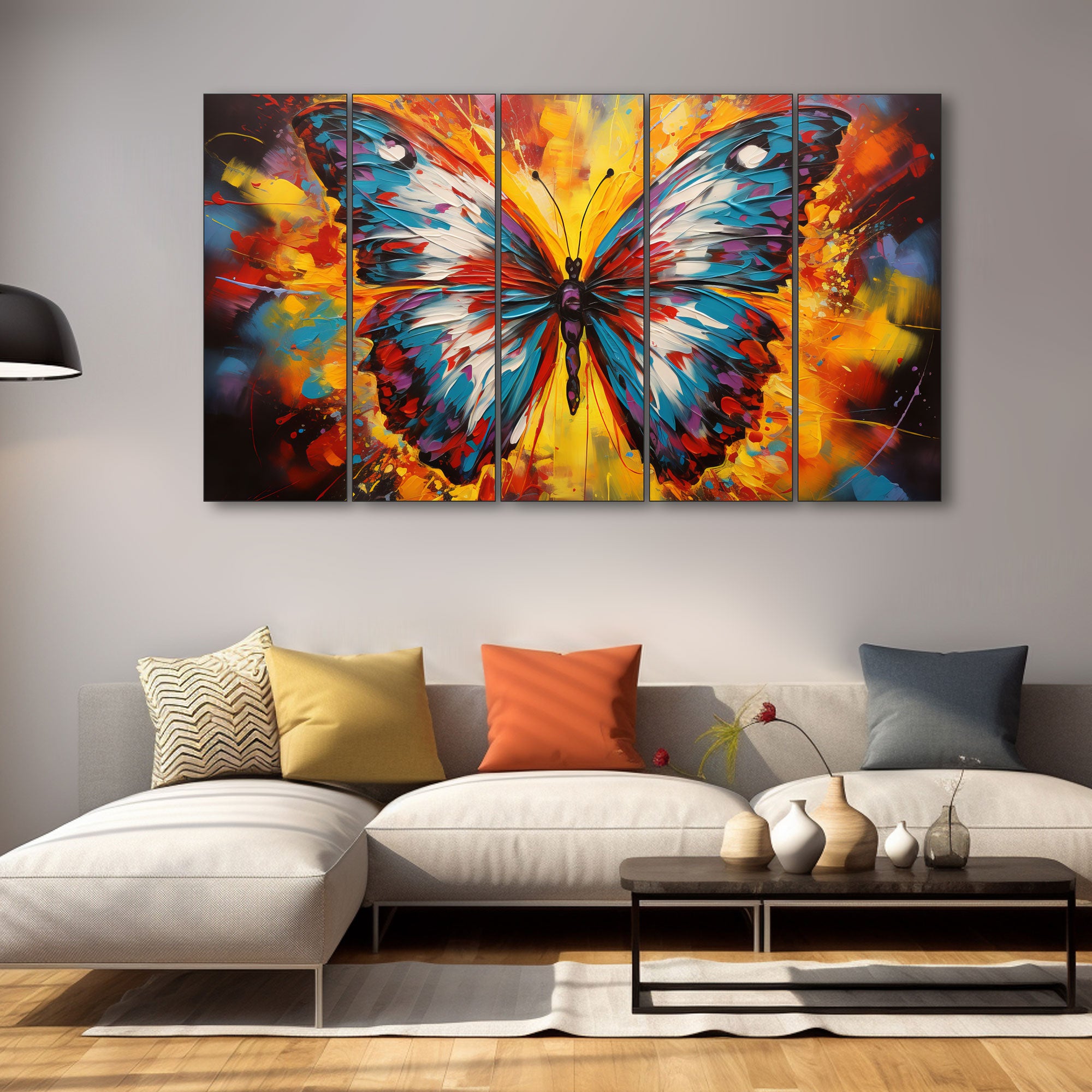 Butterflies Painting with frame Big Size Wall Art for living room,Bedroom,Drawing room,Hotels 36x60"