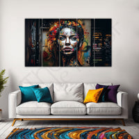 Modern Abstract Émotions urbaines Art Set of 5 Big Size Multiple Frames Wall Art Painting for living room,Bedroom,Drawing room,Hotels-Wooden Framed-Digital Painting