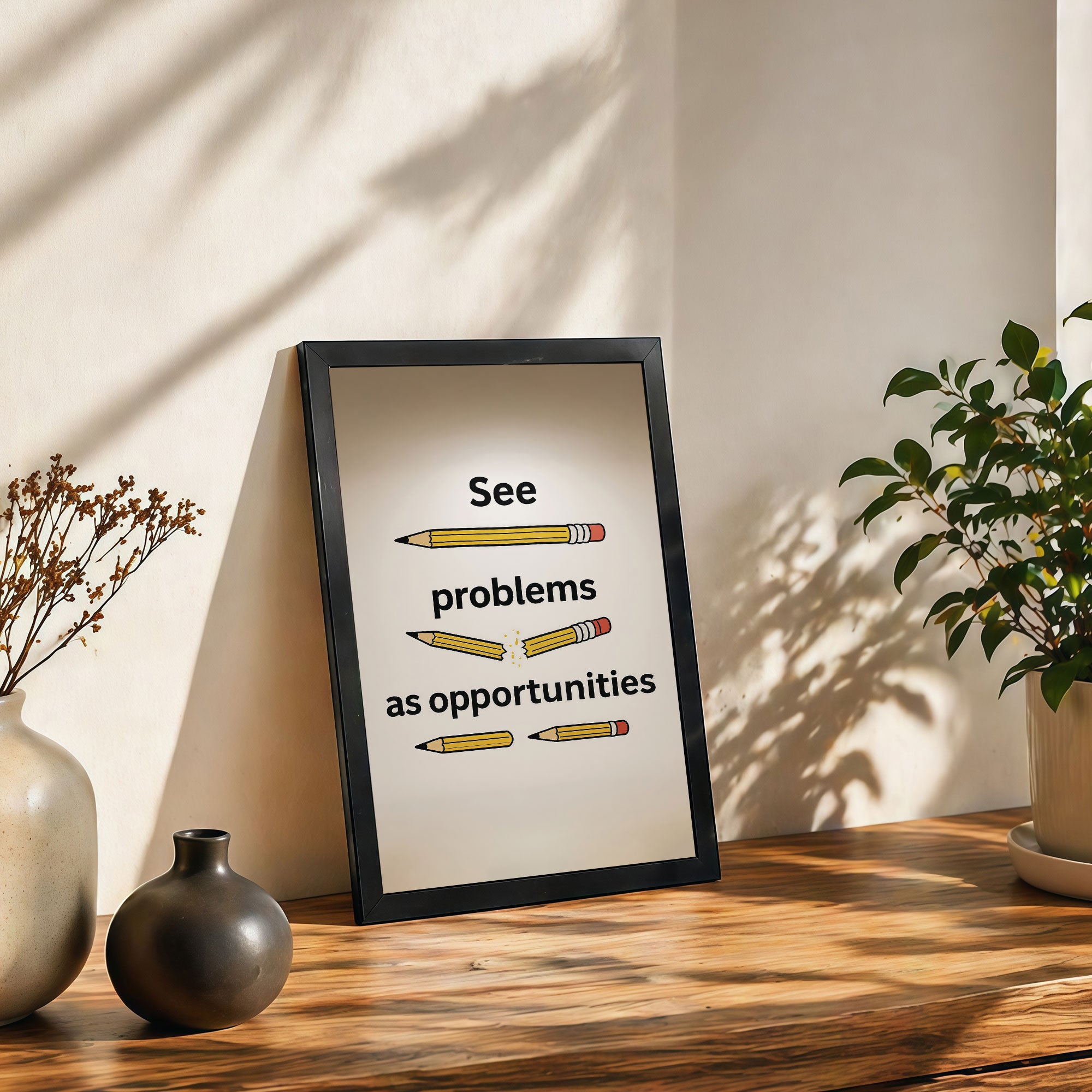 The Castle Decor See Problems As Opportunities Wall Art Frame | Inspirational Quote Poster for Office, Study & Home Decor