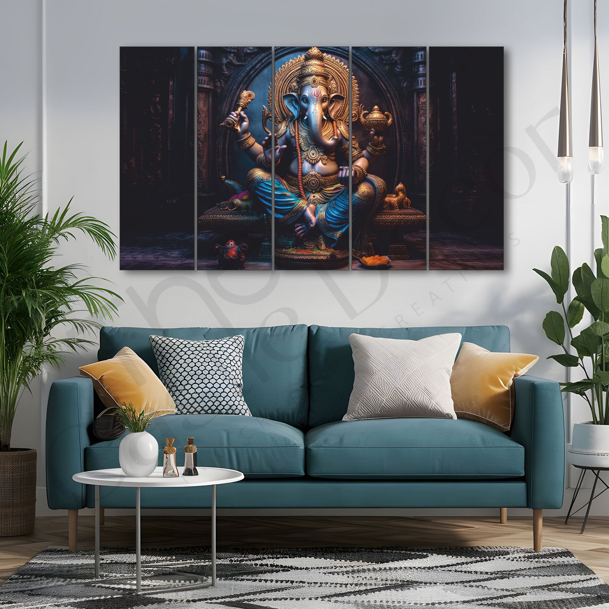 Ganesha Painting with frame Big Size Wall Art for living room,Bedroom,Drawing room,Hotels 36x60"