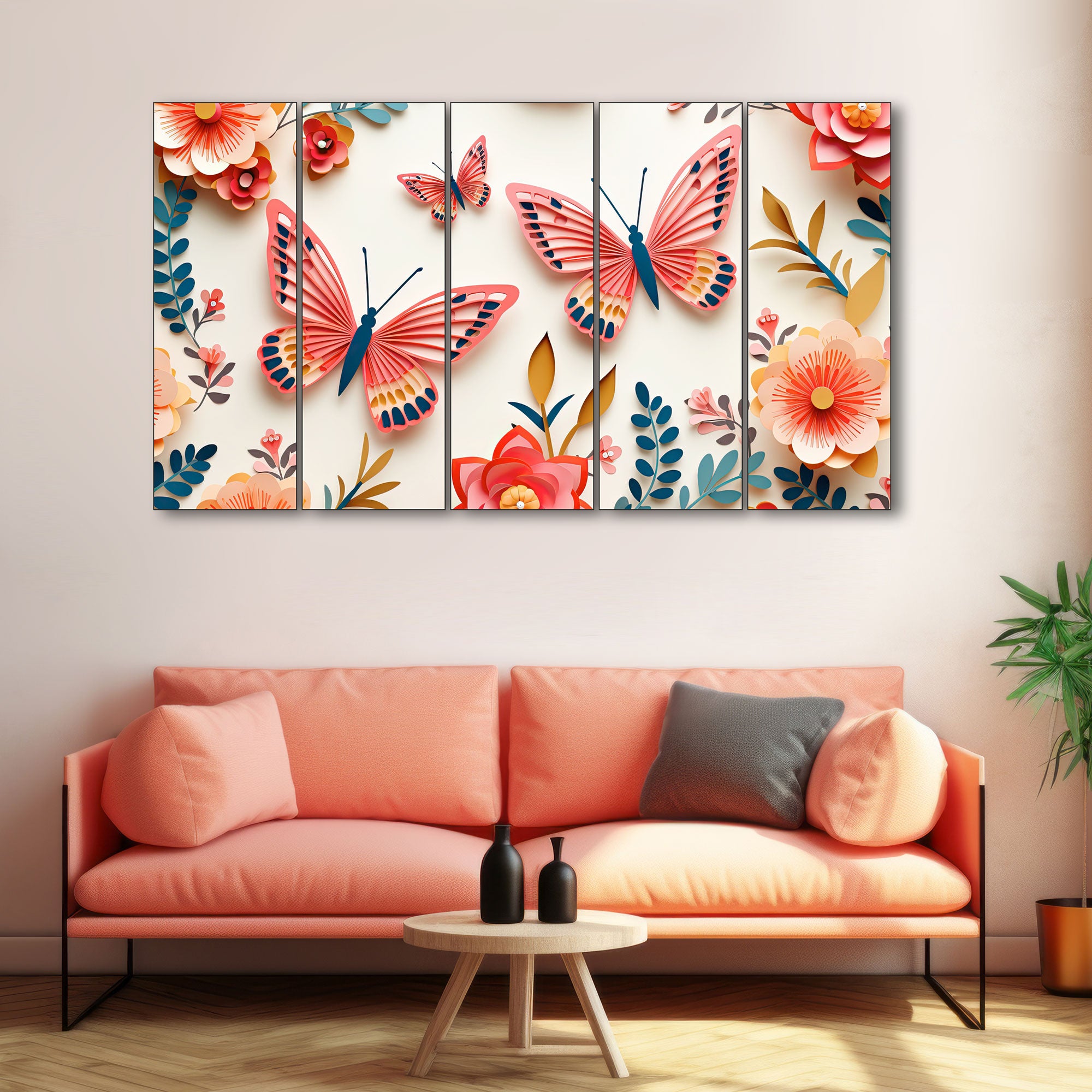 Butterflies Painting with frame Big Size Wall Art for living room,Bedroom,Drawing room,Hotels