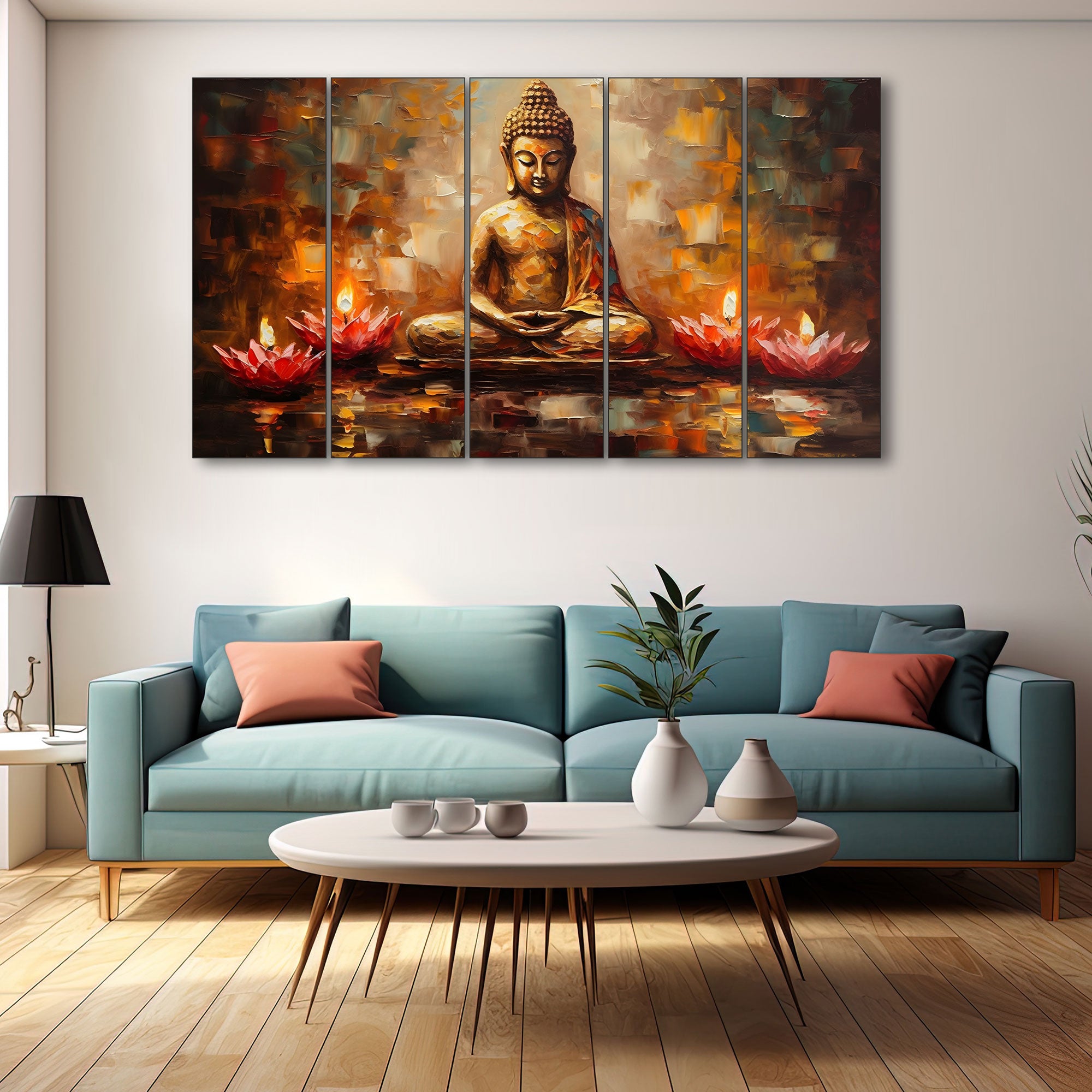 Lord Budha Painting with frame Big Size Wall Art for living room,Bedroom,Drawing room,Hotels