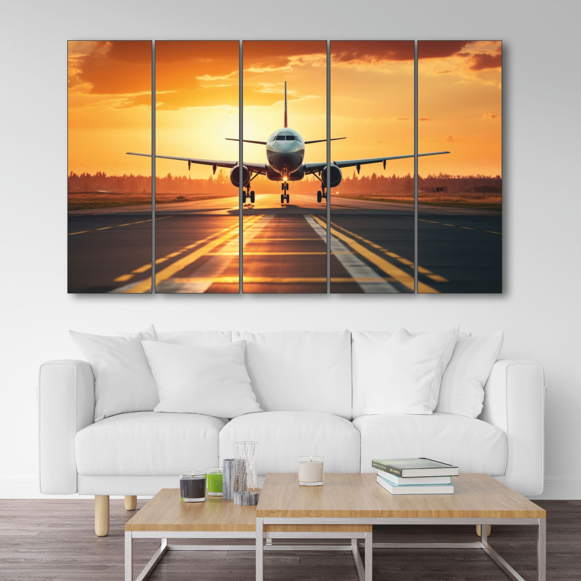 Aviation art Set of 5 Big Size Multiple Frames Wall Art Painting for living room,Bedroom,Drawing room,Hotels-Wooden Framed-Digital Painting