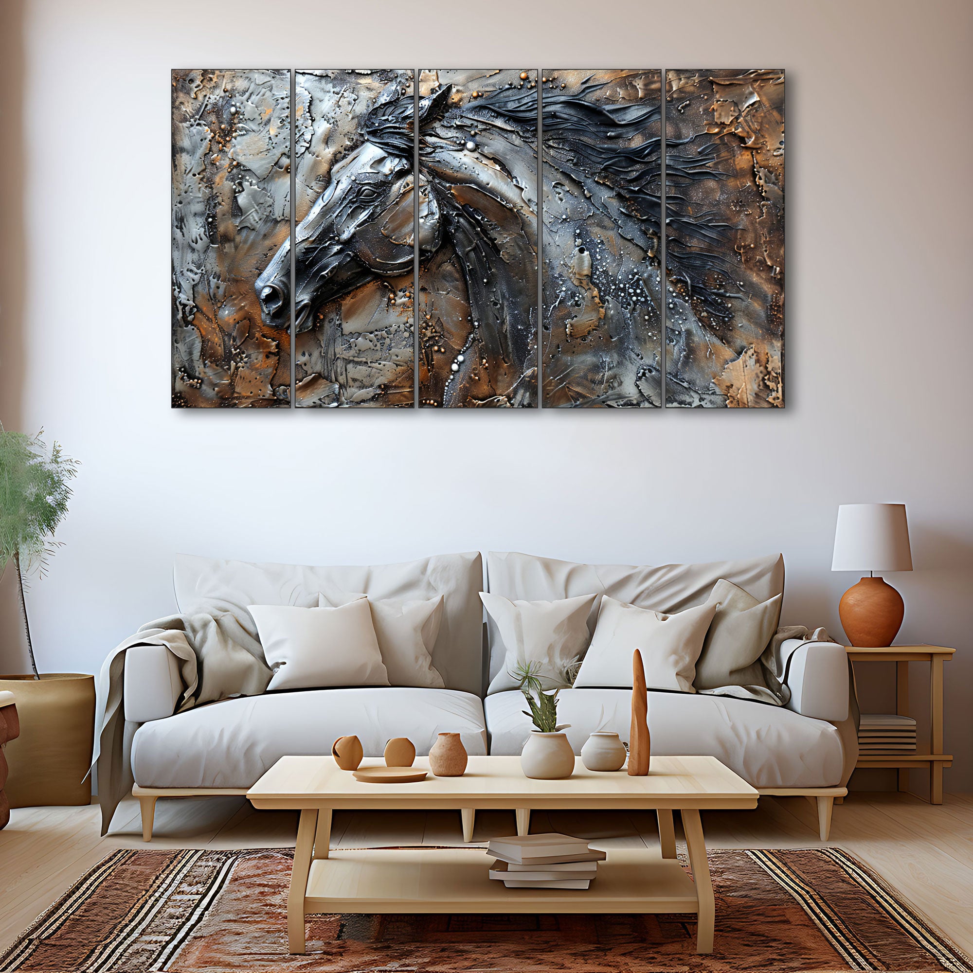 Modern Horses Painting with frame Big Size Wall Art for living room,Bedroom,Drawing room,Hotels