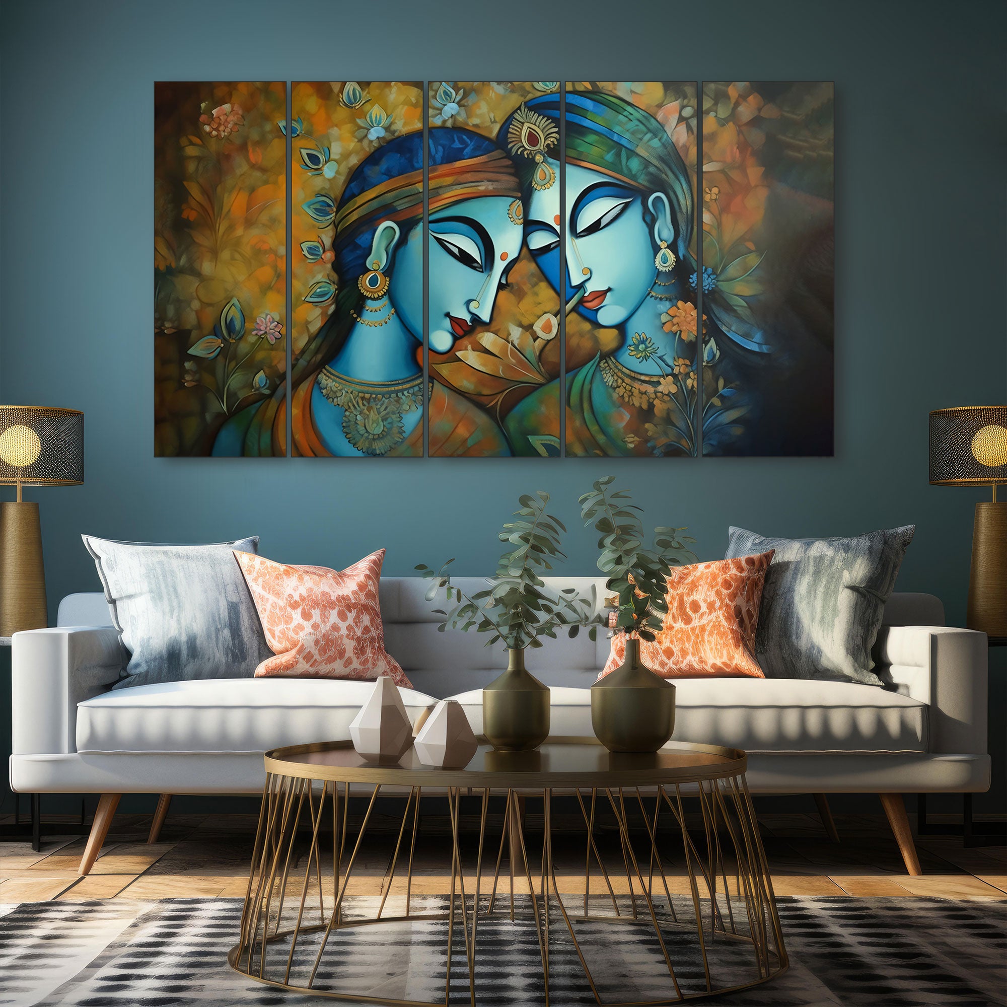 Radha Krishna Painting with frame Big Size Wall Art for living room,Bedroom,Drawing room,Hotels