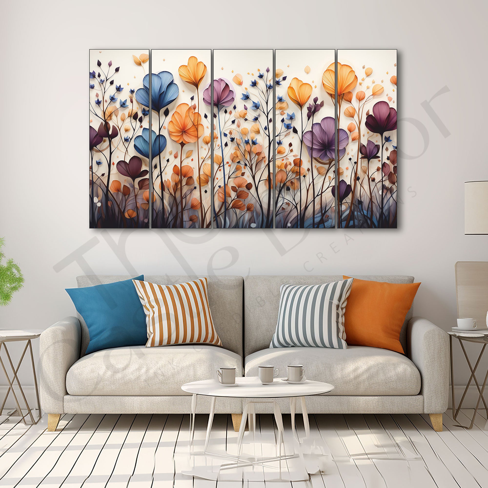 Flower Painting Set of 5 for Home Decoration