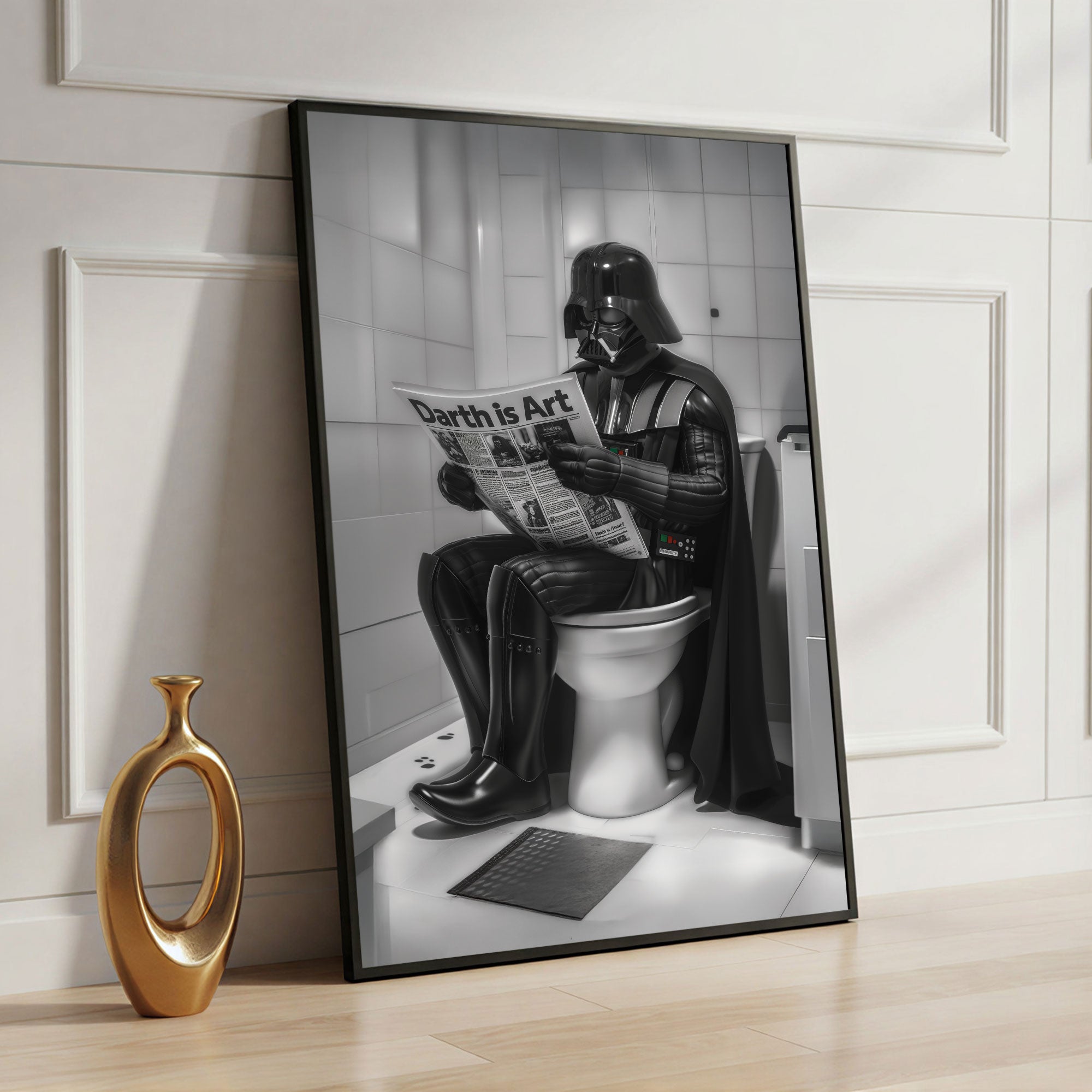 The Castle Decor Darth Vader Wall Art Poster, Dark Humor Pop Culture Artwork with Premium Sparkle Finish, 20×30 Inch Wall Décor for Man Cave & Gaming Room