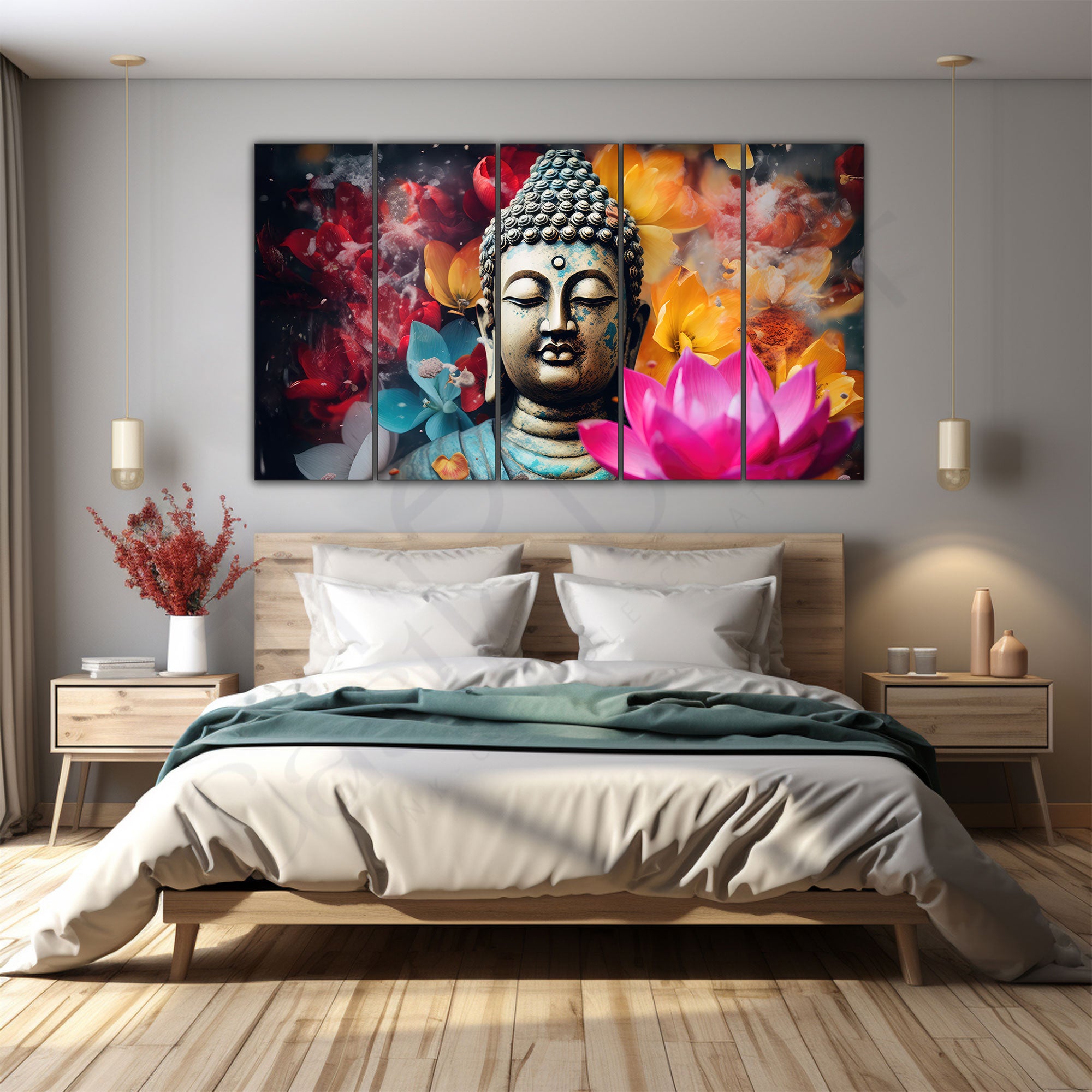 Lord Budha Painting with frame Big Size Wall Art for living room,Bedroom,Drawing room,Hotels