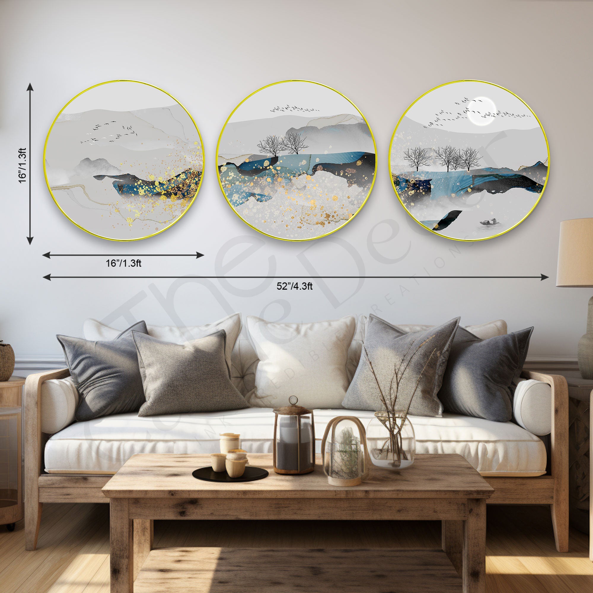 Nature Sparkle Wooden Wall Plates Set of 3 for Home Decoration Art-64