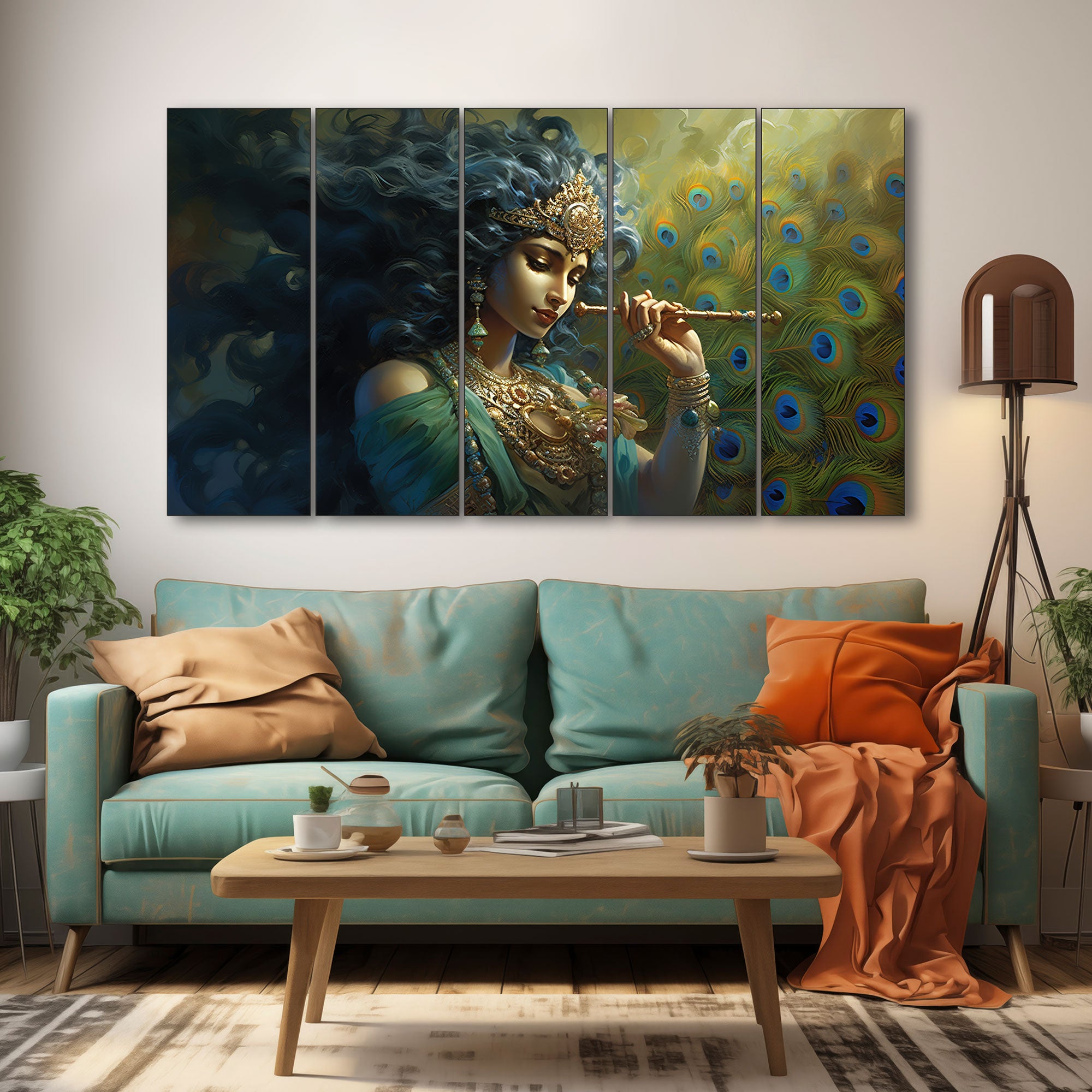 Krishna Ji Painting with frame Big Size Wall Art for living room,Bedroom,Drawing room,Hotels 27x48