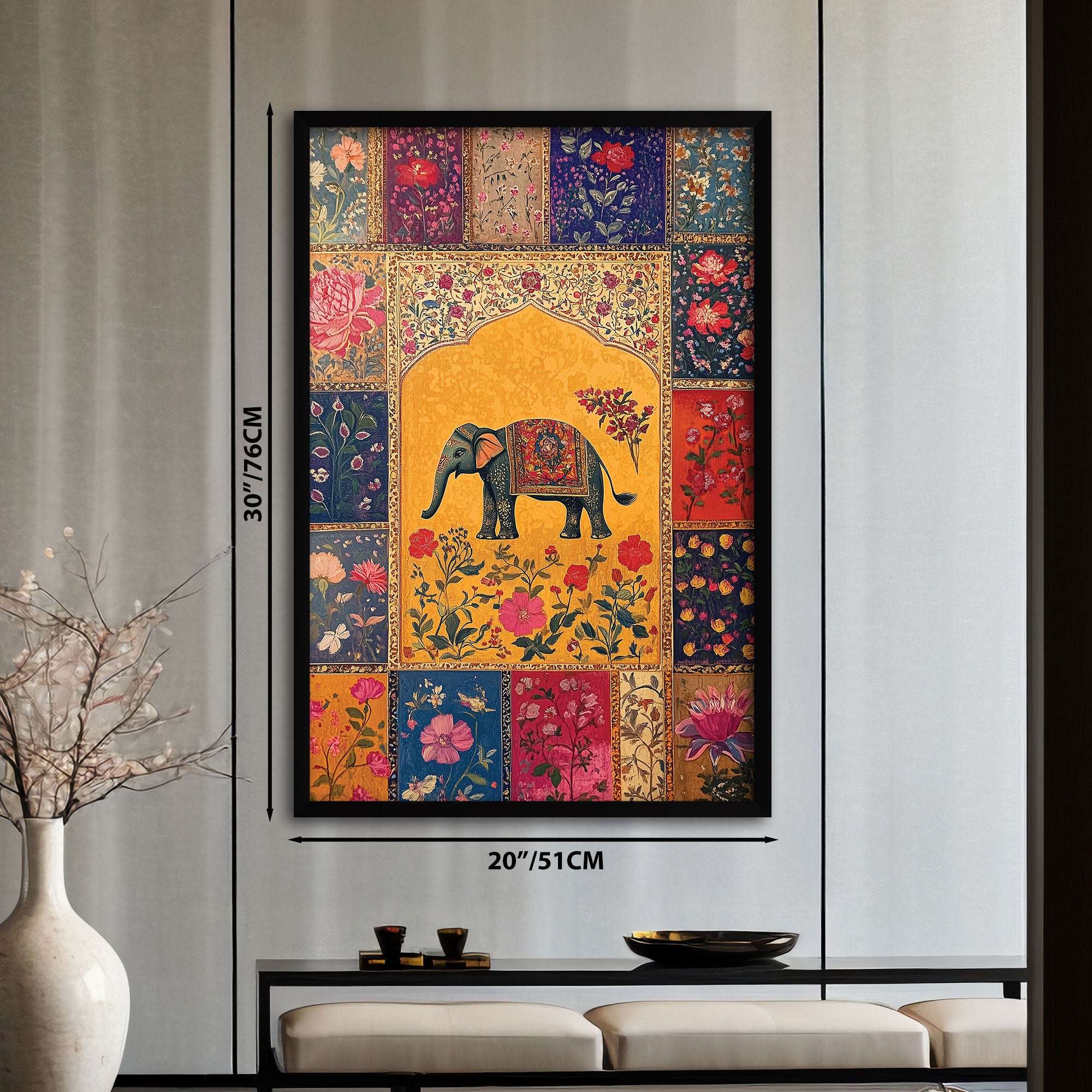 The Castle Decor Traditional Madhubani Wall Painting | Authentic Mithila Art for Living Room & Bedroom | Big Size Framed Indian Folk Art Décor | Multicolor Madhubani Artwork (20x30 Inch)