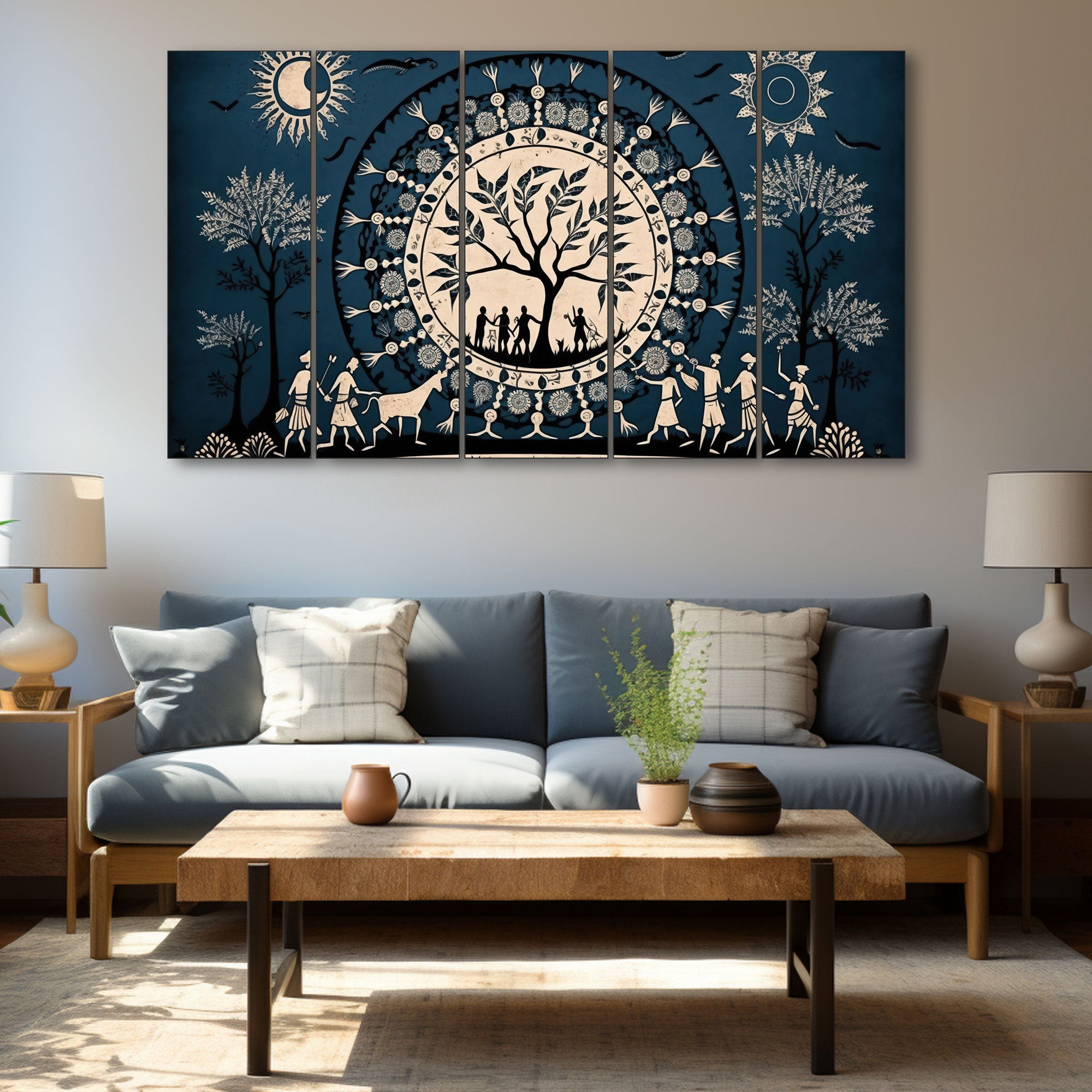 Warli Art Painting with frame Big Size Wall Art for living room,Bedroom,Drawing room,Hotels