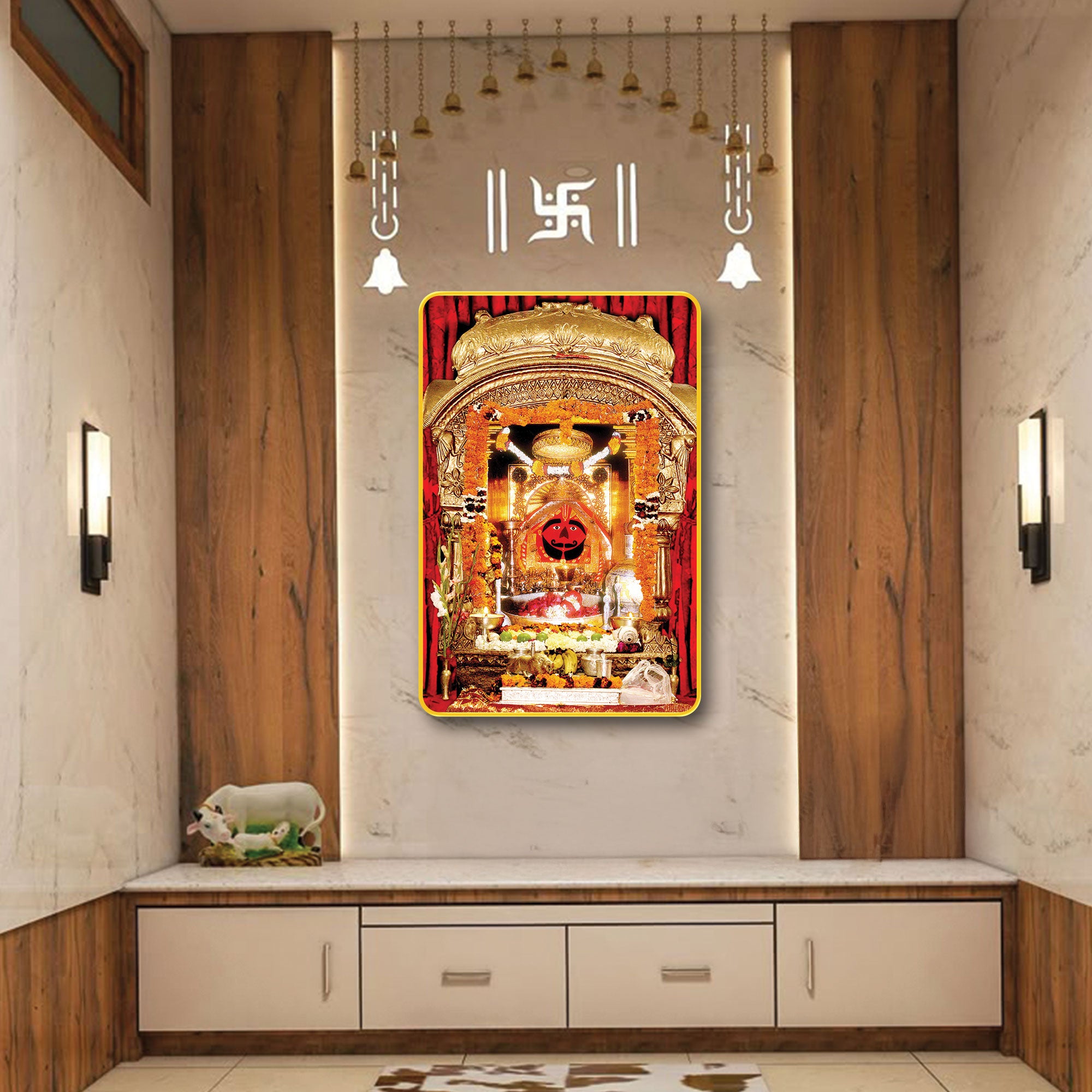 The Castle Decor Salasar Balaji Ji Maharaj Wall Hanging Frame | Devotional Hindu God Wall Art for Home Temple & Gifting 20X30 Inches