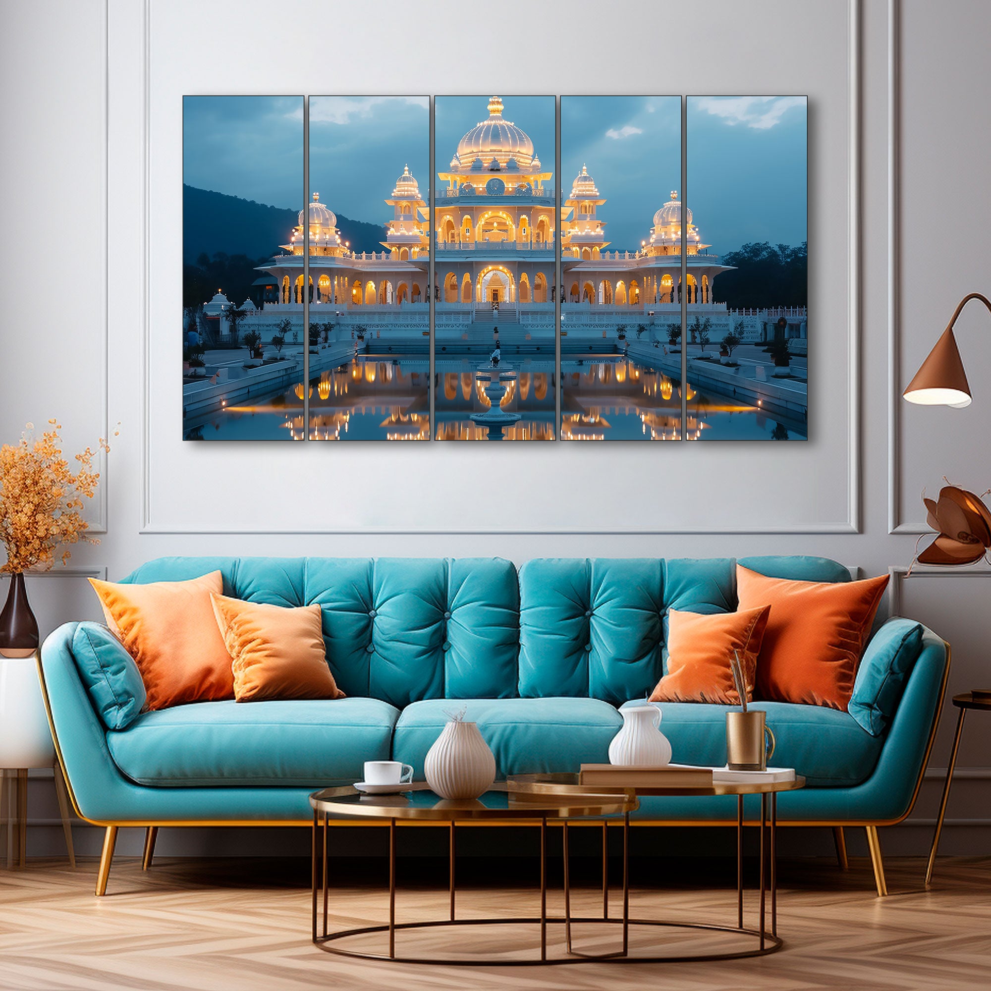 Ram Mandir Painting with frame Big Size Wall Art for living room,Bedroom,Drawing room,Hotels