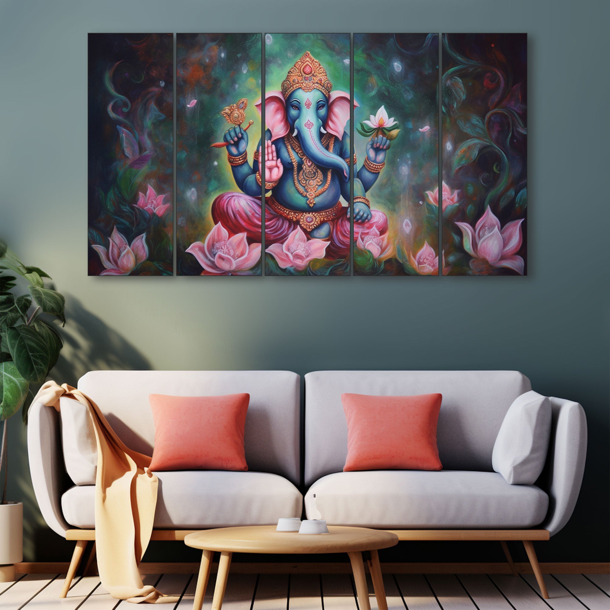 Lord Ganesha Painting with frame Big Size Wall Art for living room,Bedroom,Drawing room,Hotels