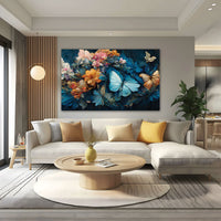 Butterfly flowers Canvas painting Big Size Wall Art for living room,Bedroom,Drawing room,Hotels