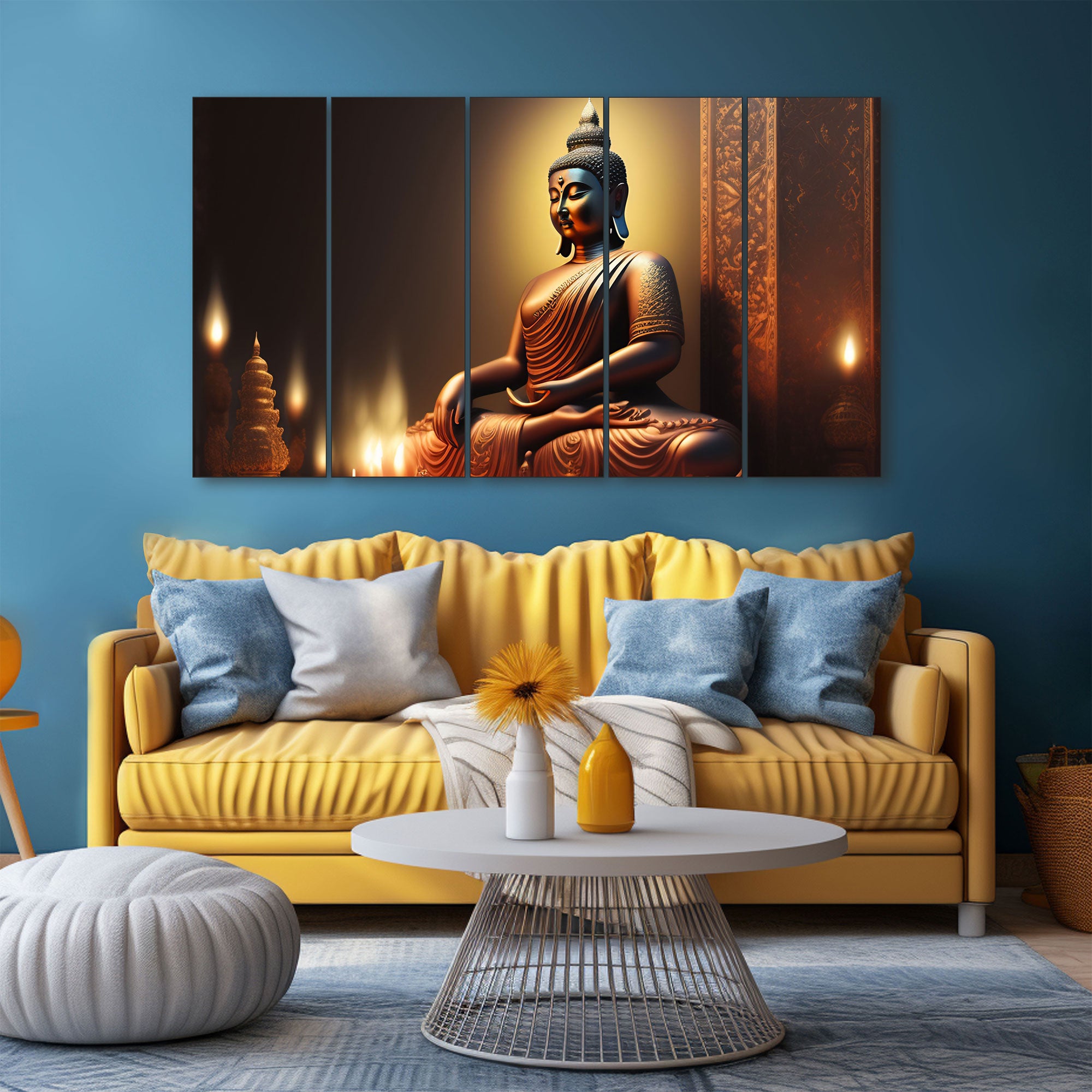 Lord Budha Painting with frame Big Size Wall Art for living room,Bedroom,Drawing room,Hotels 27x48