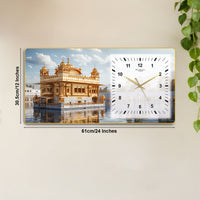 The Castle Decor Golden Temple Wall Clock 24x12 Inch | Silent Sweep Decorative Wall Clock