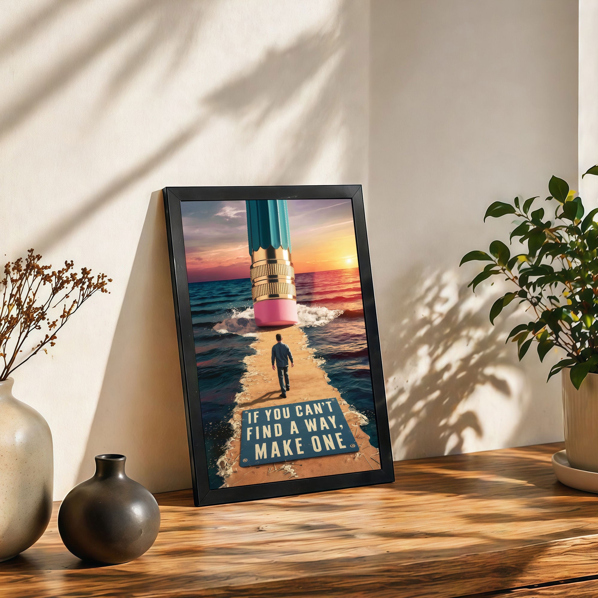 The Castle Decor If You Can’t Find A Way Make One Wall Art Frame | Motivational Quote Wall Decor for Office, Study & Home