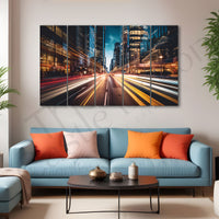 Fast Moving City Painting Set of 5 for Home Decoration