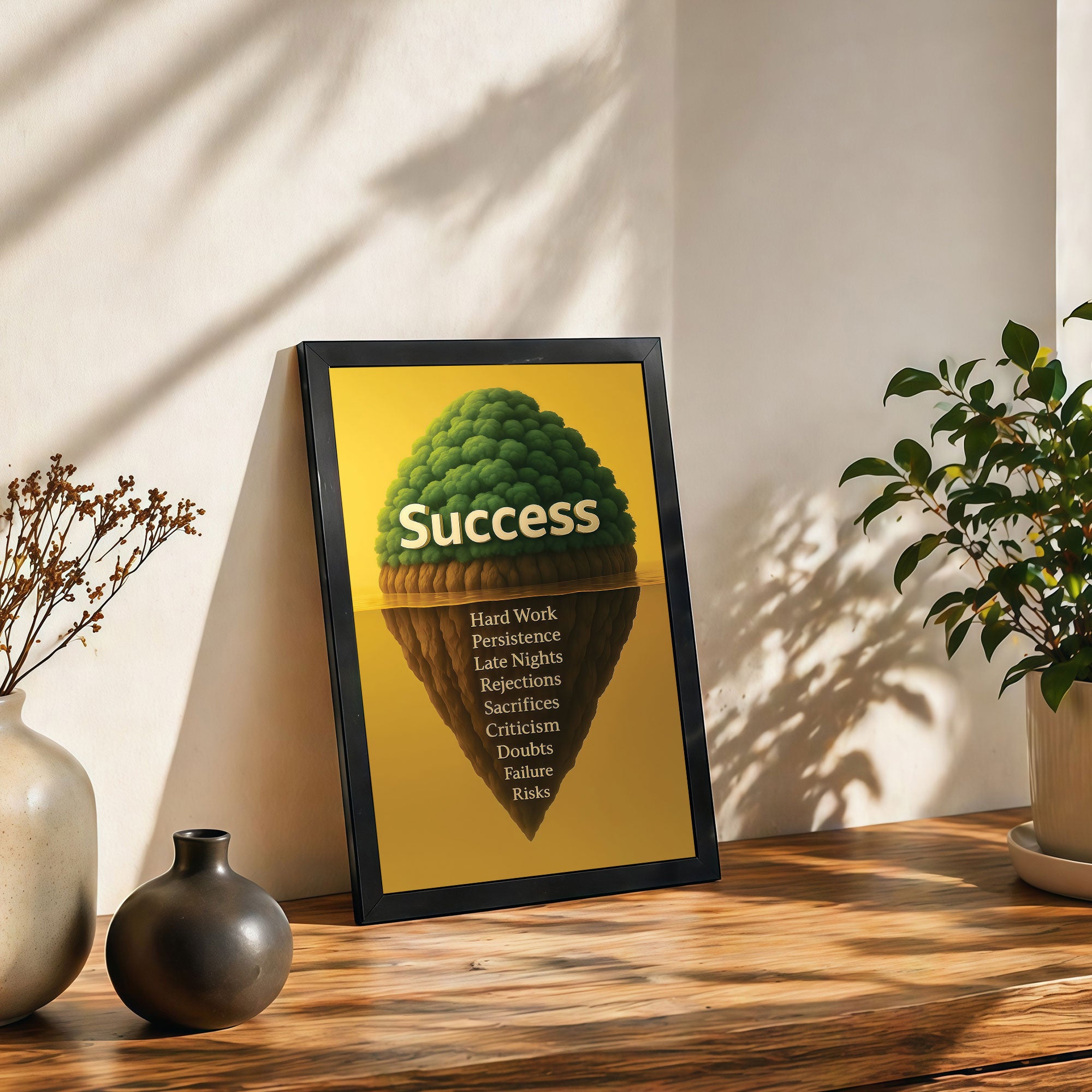 The Castle Decor Success Iceberg Motivational Wall Art Frame | Hard Work Quote Wall Decor for Office & Workspace