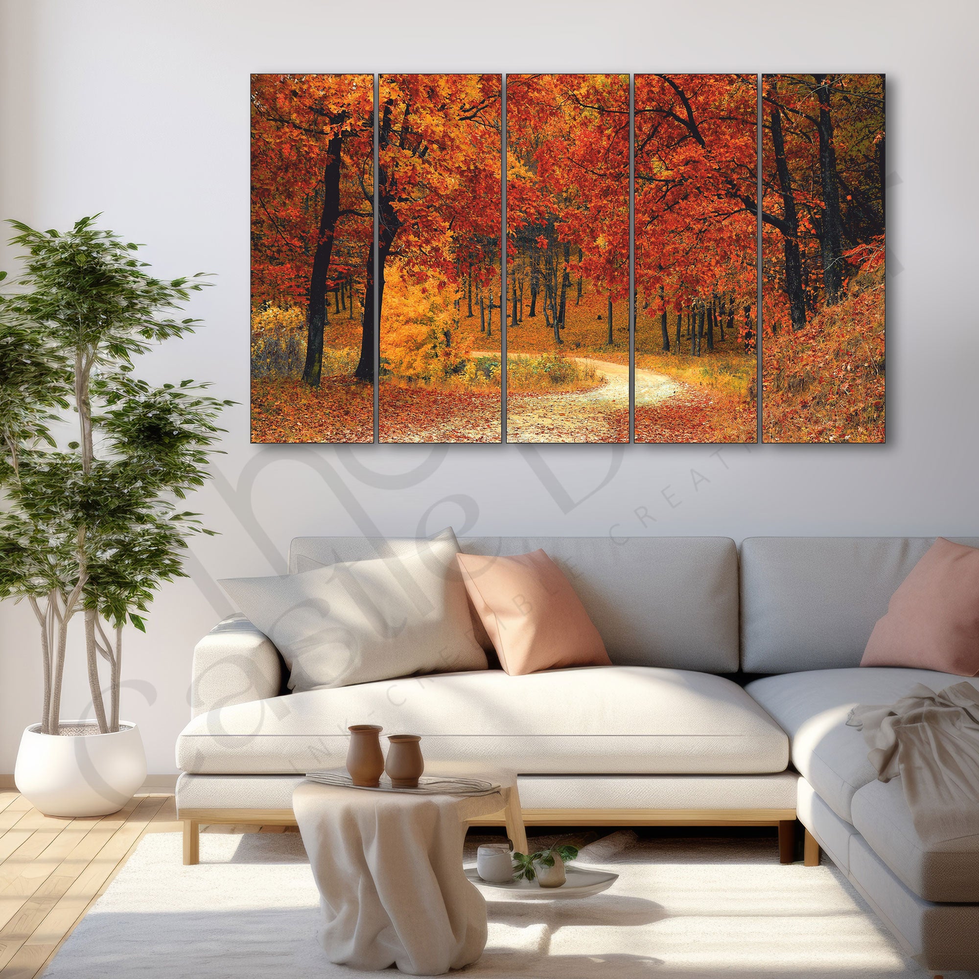 Trees Painting with frame Big Size Wall Art for living room,Bedroom,Drawing room,Hotels 36x60"