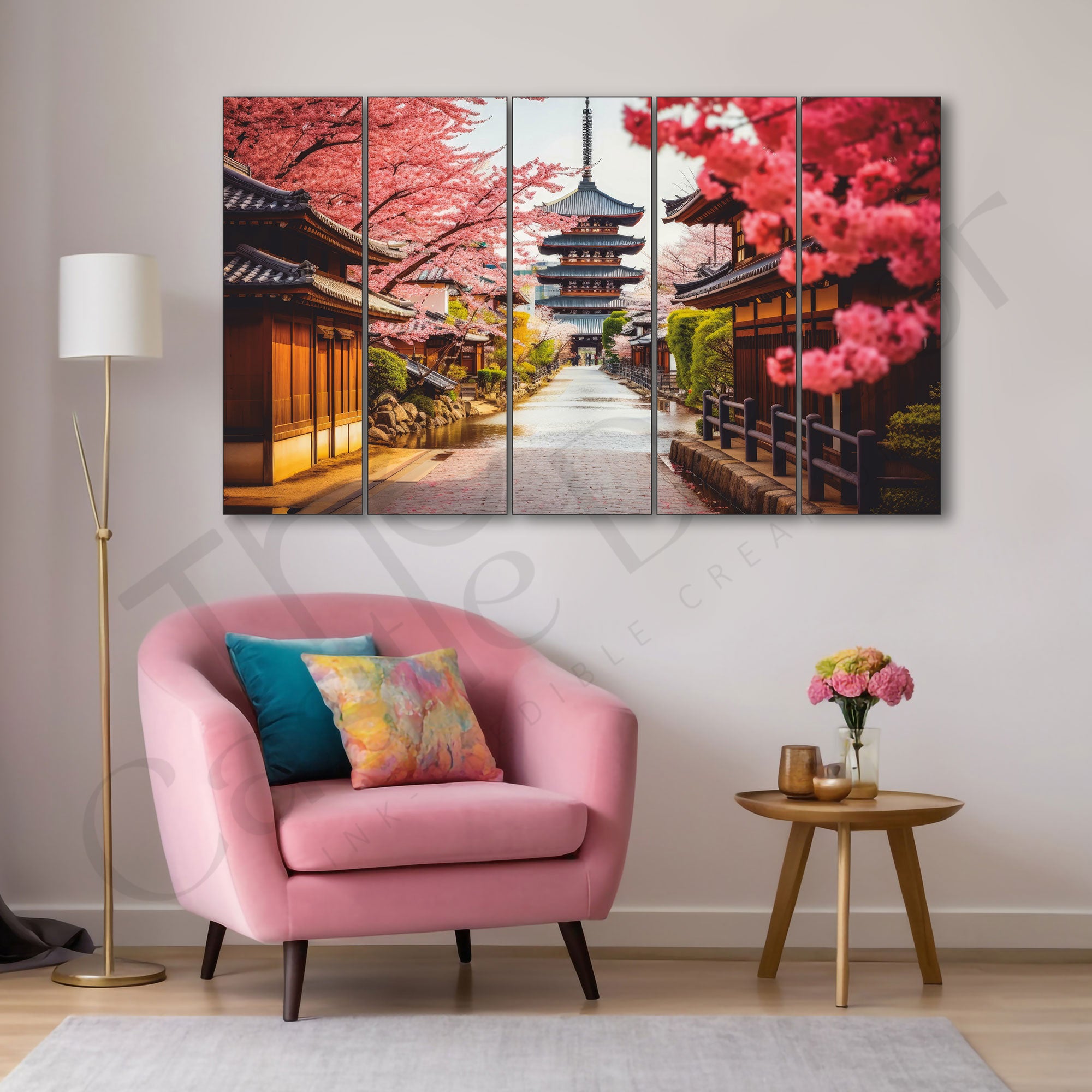 Japanese Street Painting Set of 5 for Home Decoration