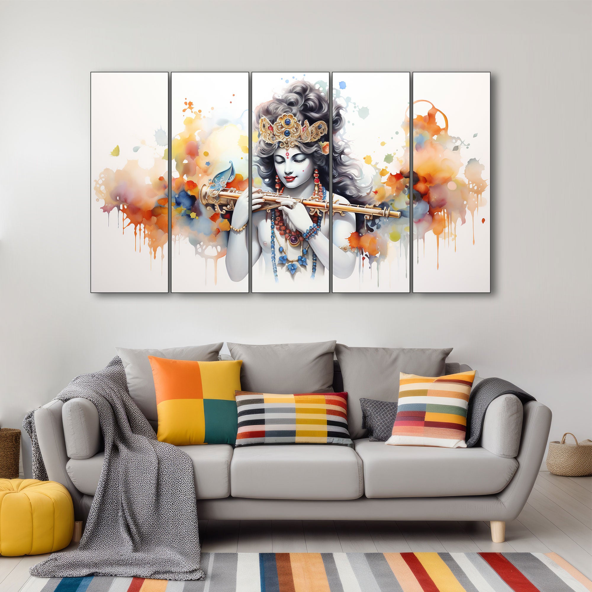 Krishna Ji Painting with frame Big Size Wall Art for living room,Bedroom,Drawing room,Hotels