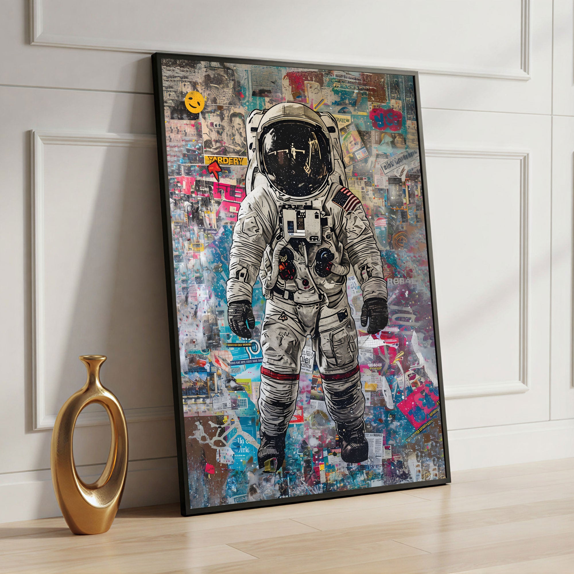 The Castle Decor Astronaut Street Art Wall Poster, Cosmic Space Pop Art Artwork with Premium Sparkle Finish, 20×30 Inch Wall Décor for Bedroom, Studio & Gaming Room