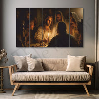 Jesus christ last supper assembly Set of 5 Big Size Multiple Frames Wall Art Painting for living room,Bedroom,Drawing room,Hotels-Wooden Framed-Digital Painting