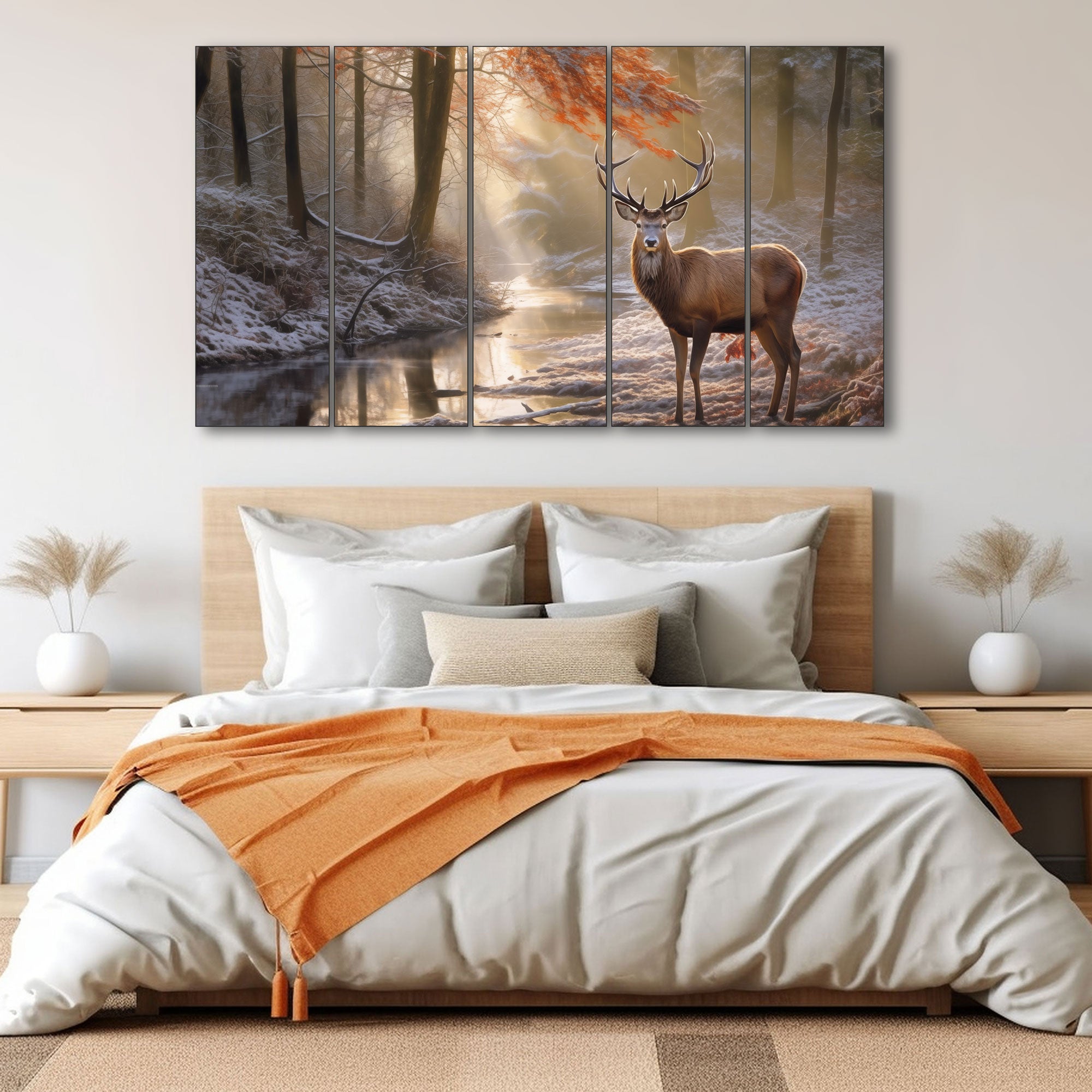 Deer Painting with frame Big Size Wall Art for living room,Bedroom,Drawing room,Hotels 27X48