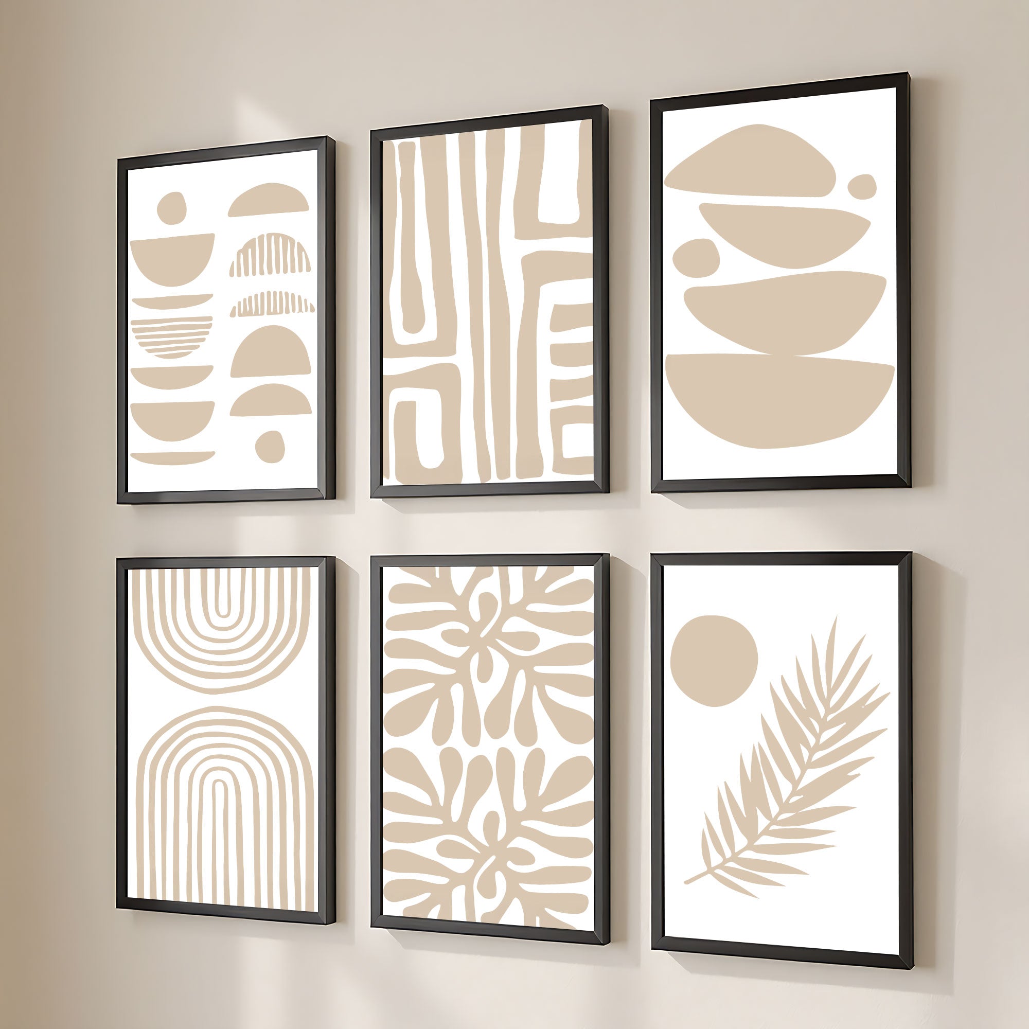 The Castle Decor Boho Wall Art for Living Room Big Size | Framed Abstract Botanical Paintings for Living Room & Bedroom | Modern Home Decoration & Perfect Gifting Option | Set of 6 (11×17 Inch Each)3