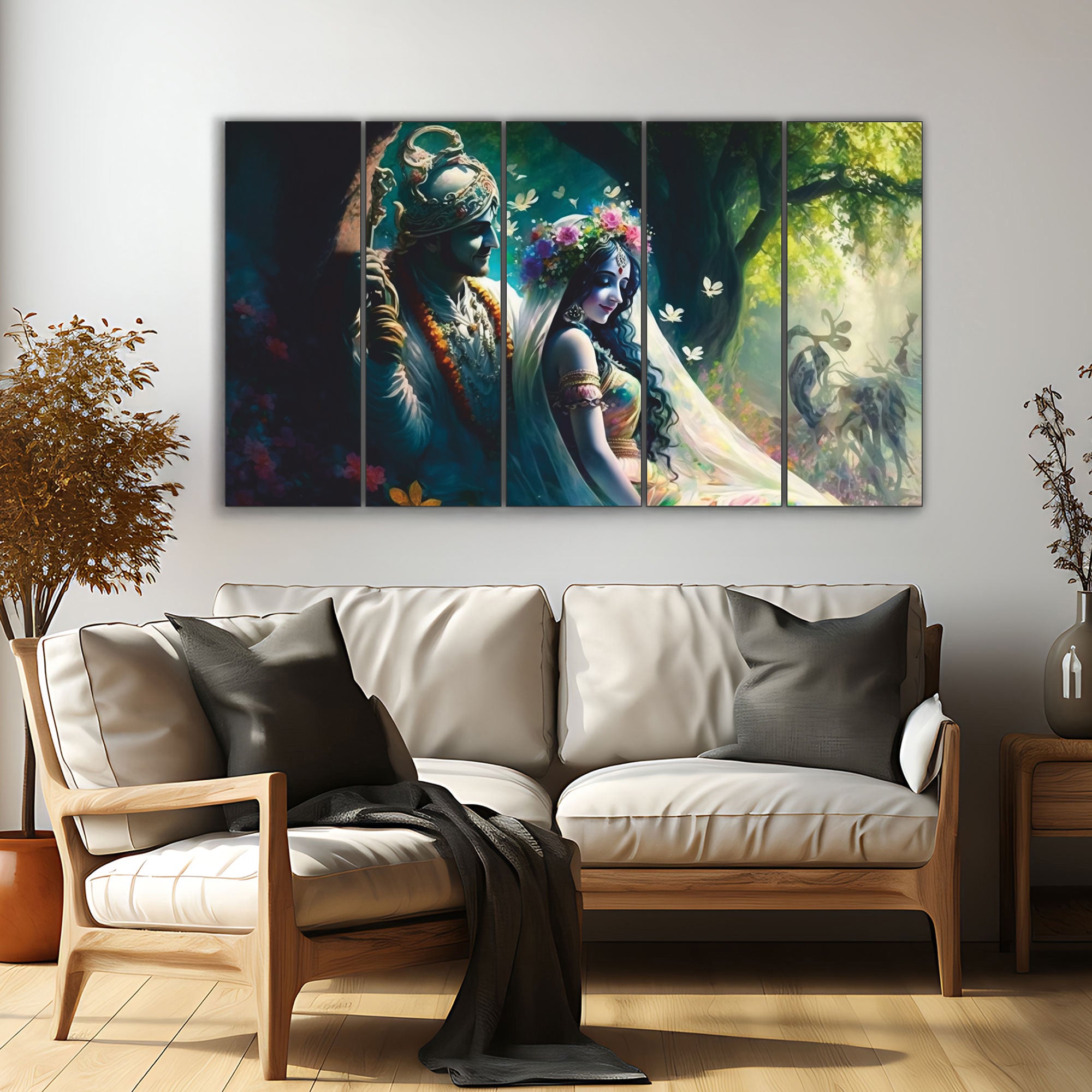 Radha Krishna Painting with frame Big Size Wall Art for living room,Bedroom,Drawing room,Hotels