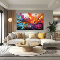 The Castle Decor multiclour abstract canvas/Sparkle painting Big Size Wall Art for living room,Bedroom,Drawing room,Hotels-Wooden Framed-Digital Painting