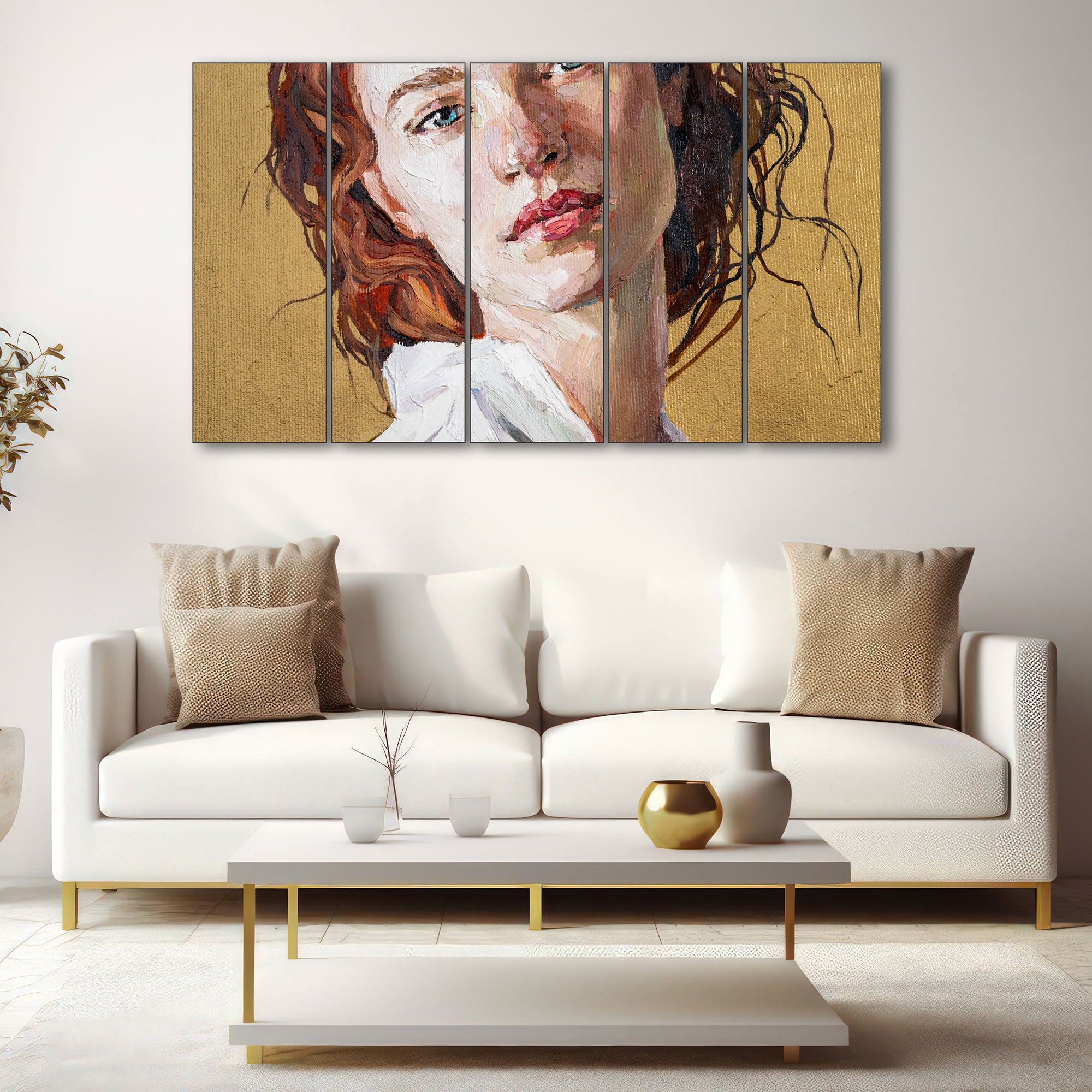 Woman Abstract Painting with frame Big Size Wall Art for living room,Bedroom,Drawing room,Hotels 27x48"
