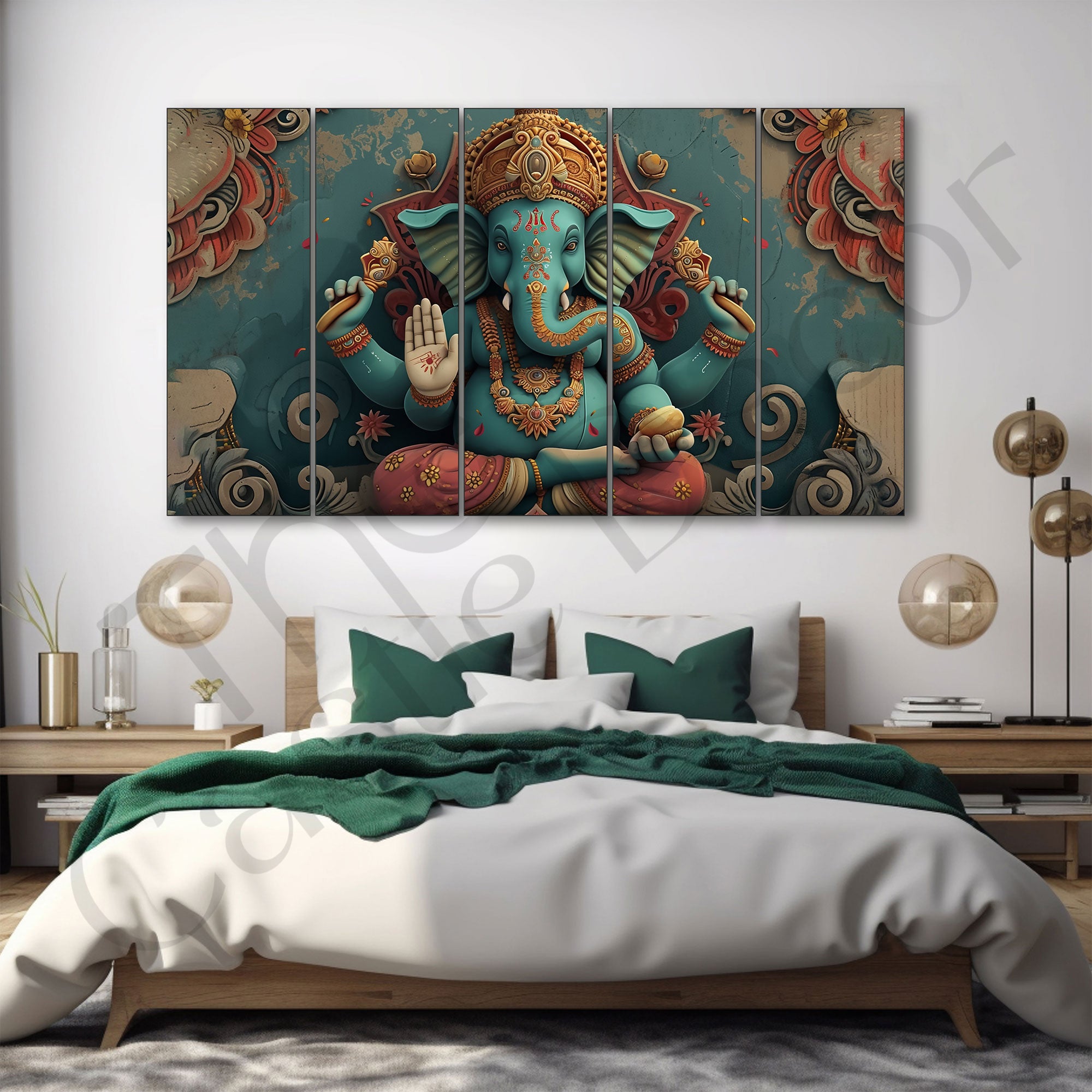 Lord Ganesha Painting with frame Big Size Wall Art for living room,Bedroom,Drawing room,Hotels