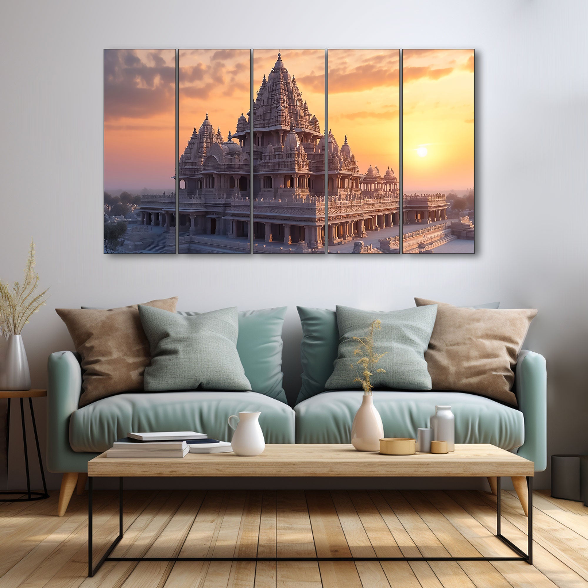 Ram Mandir Painting with frame Big Size Wall Art for living room,Bedroom,Drawing room,Hotels