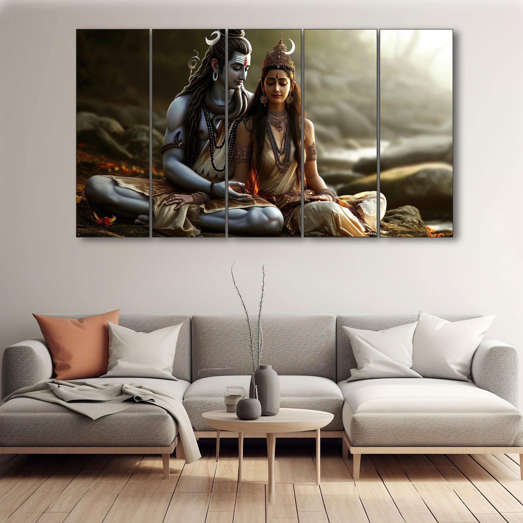 Shiv Parvati Painting with frame Big Size Wall Art for living room,Bedroom,Drawing room,Hotels