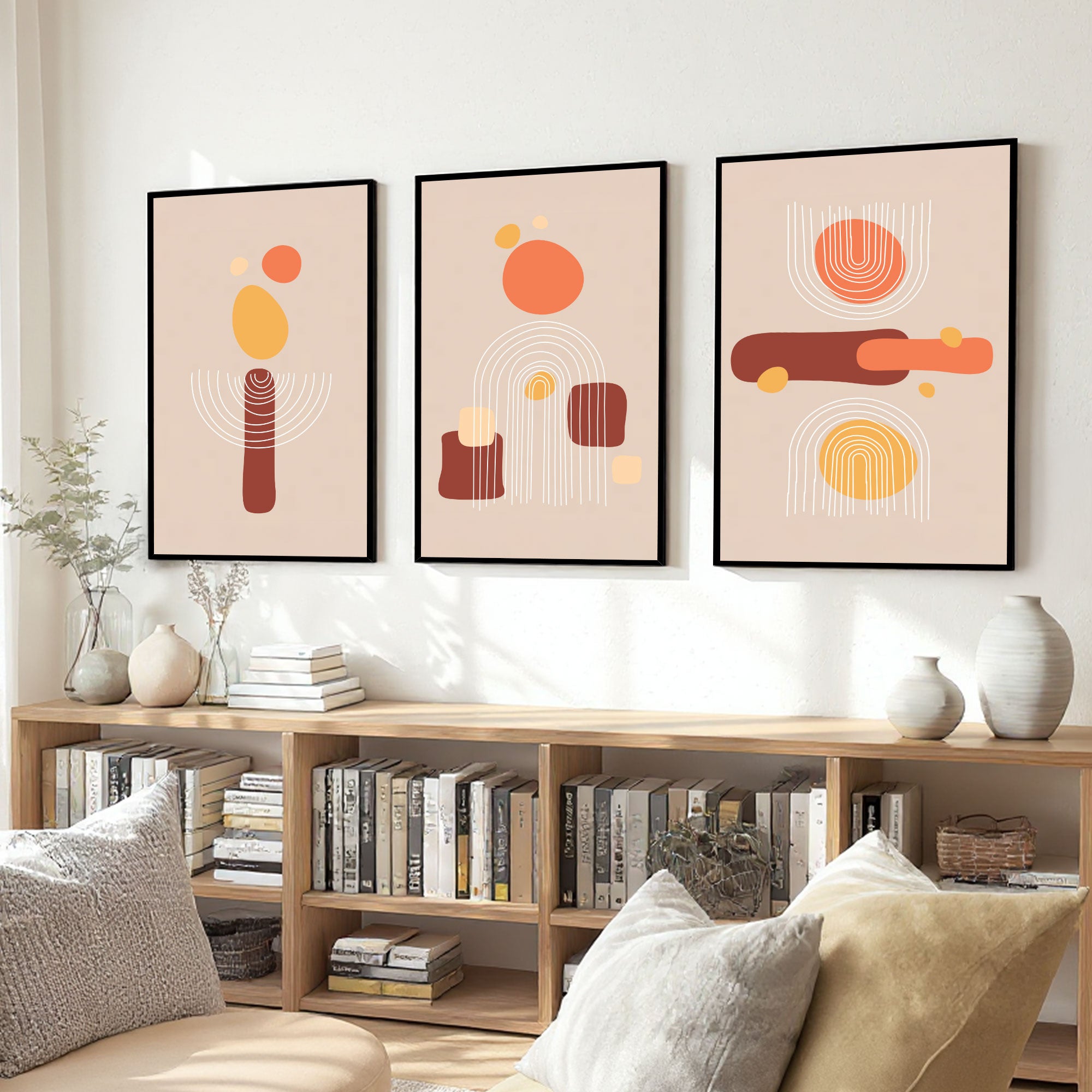 The Castle Decor Boho Wall Art for Living Room Big Size | Framed Abstract Botanical Paintings for Living Room & Bedroom | Modern Home Decoration & Perfect Gifting Option | Set of 3 (11×17 Inch Each) –3