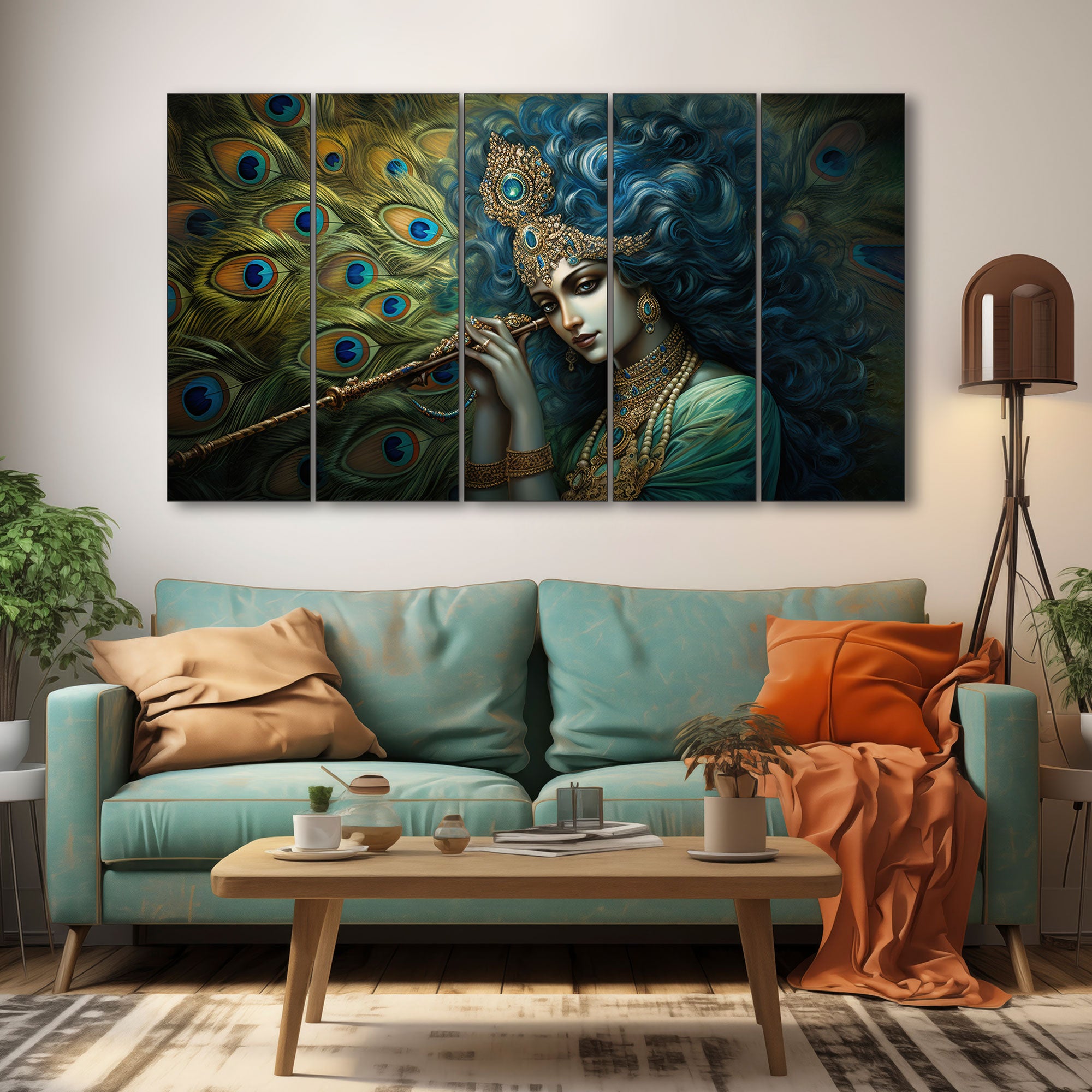 Krishna Ji Painting with frame Big Size Wall Art for living room,Bedroom,Drawing room,Hotels