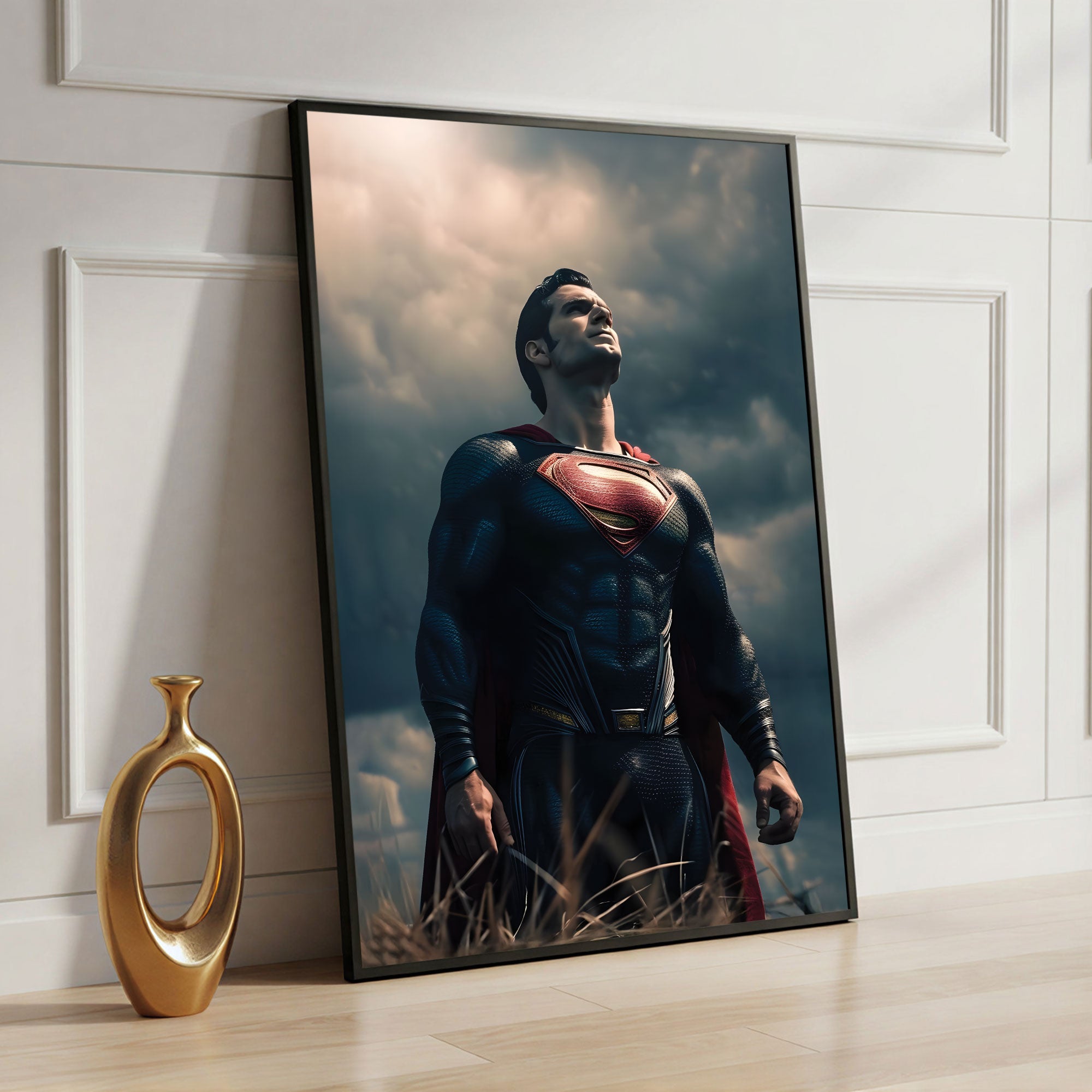 The Castle Decor Superhero Power Pose Wall Art, Inspirational Strength Abstract Artwork with Premium Sparkle Finish, 20×30 Inch Wall Décor for Bedroom & Office