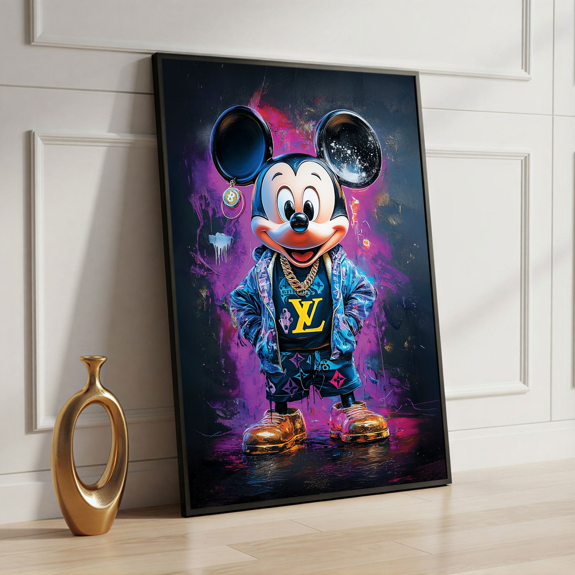 The Castle Decor Luxury Mouse Pop Art Wall Poster, Designer Fashion Street Artwork with Sparkle Finish, 20×30 Inch Wall Décor for Bedroom & Modern Interiors