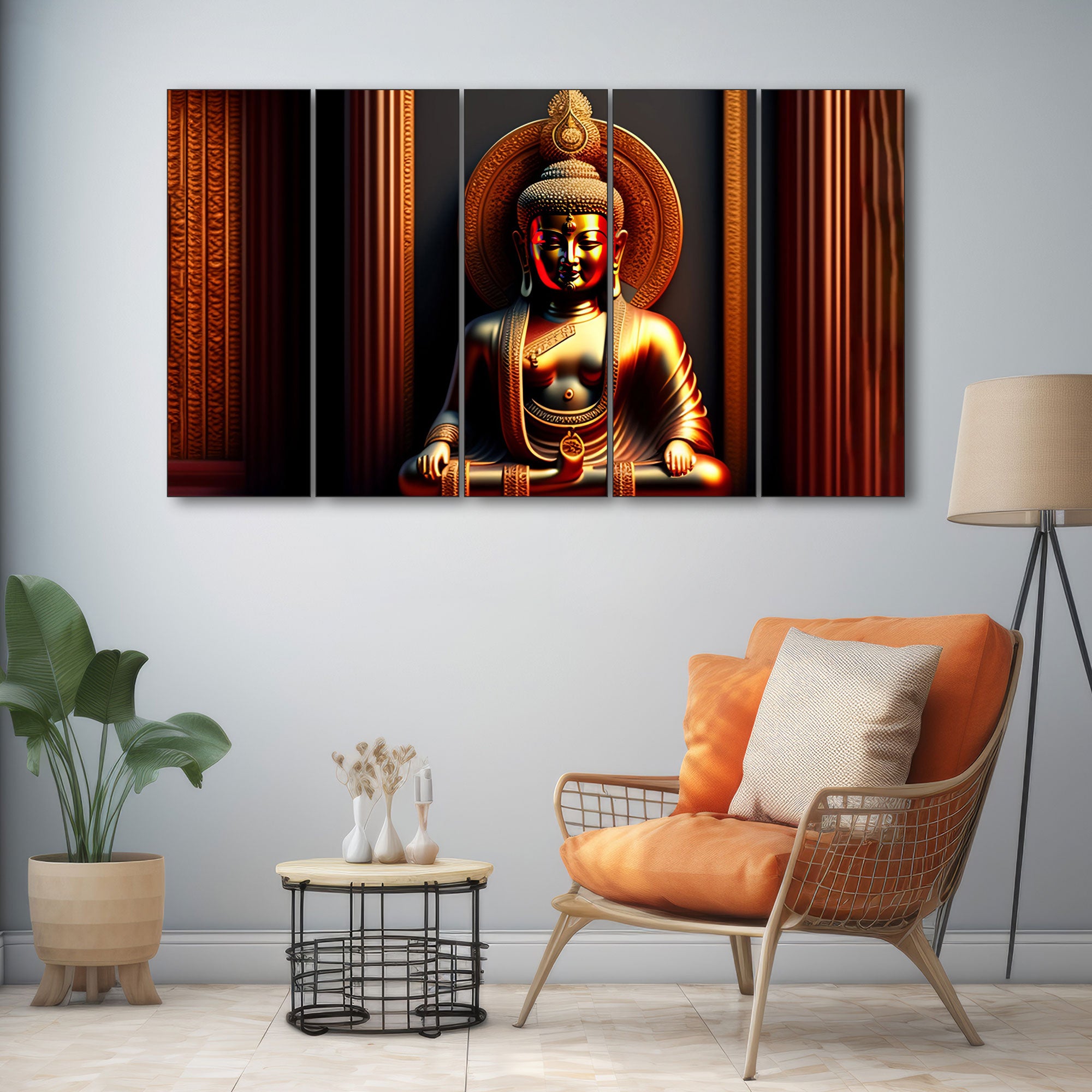 Lord Budha Painting with frame Big Size Wall Art for living room,Bedroom,Drawing room,Hotels