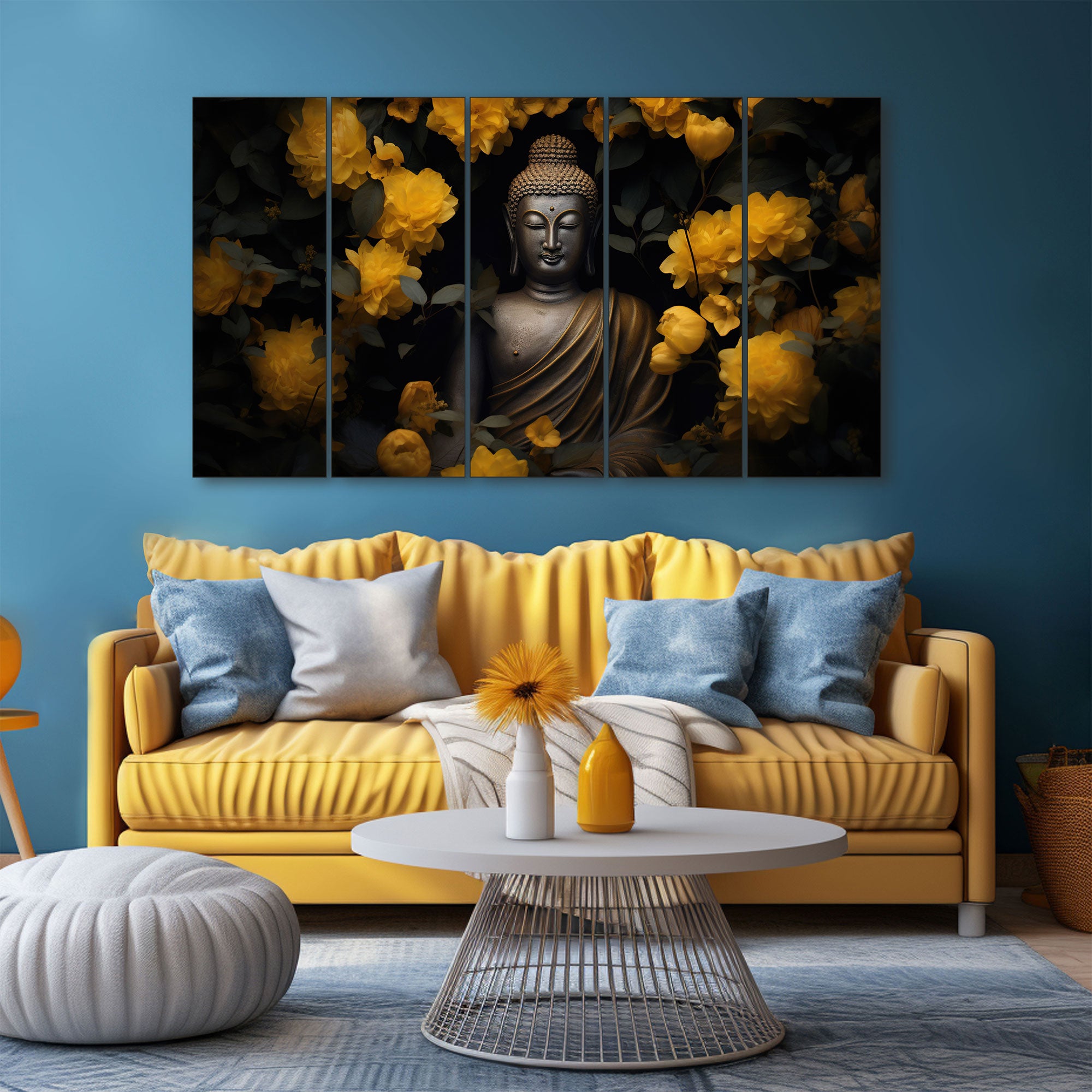Lord Budha Painting with frame Big Size Wall Art for living room,Bedroom,Drawing room,Hotels