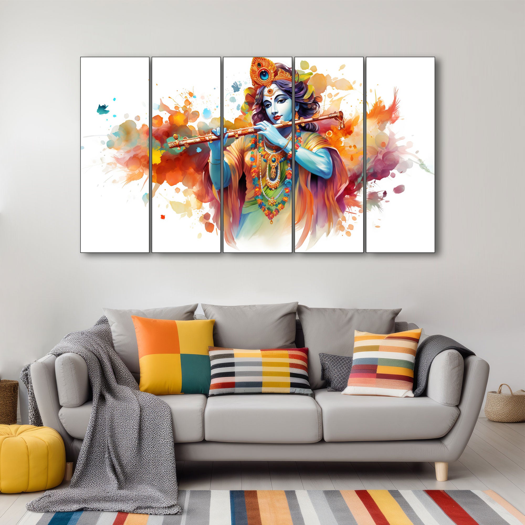 Krishna Ji Painting with frame Big Size Wall Art for living room,Bedroom,Drawing room,Hotels